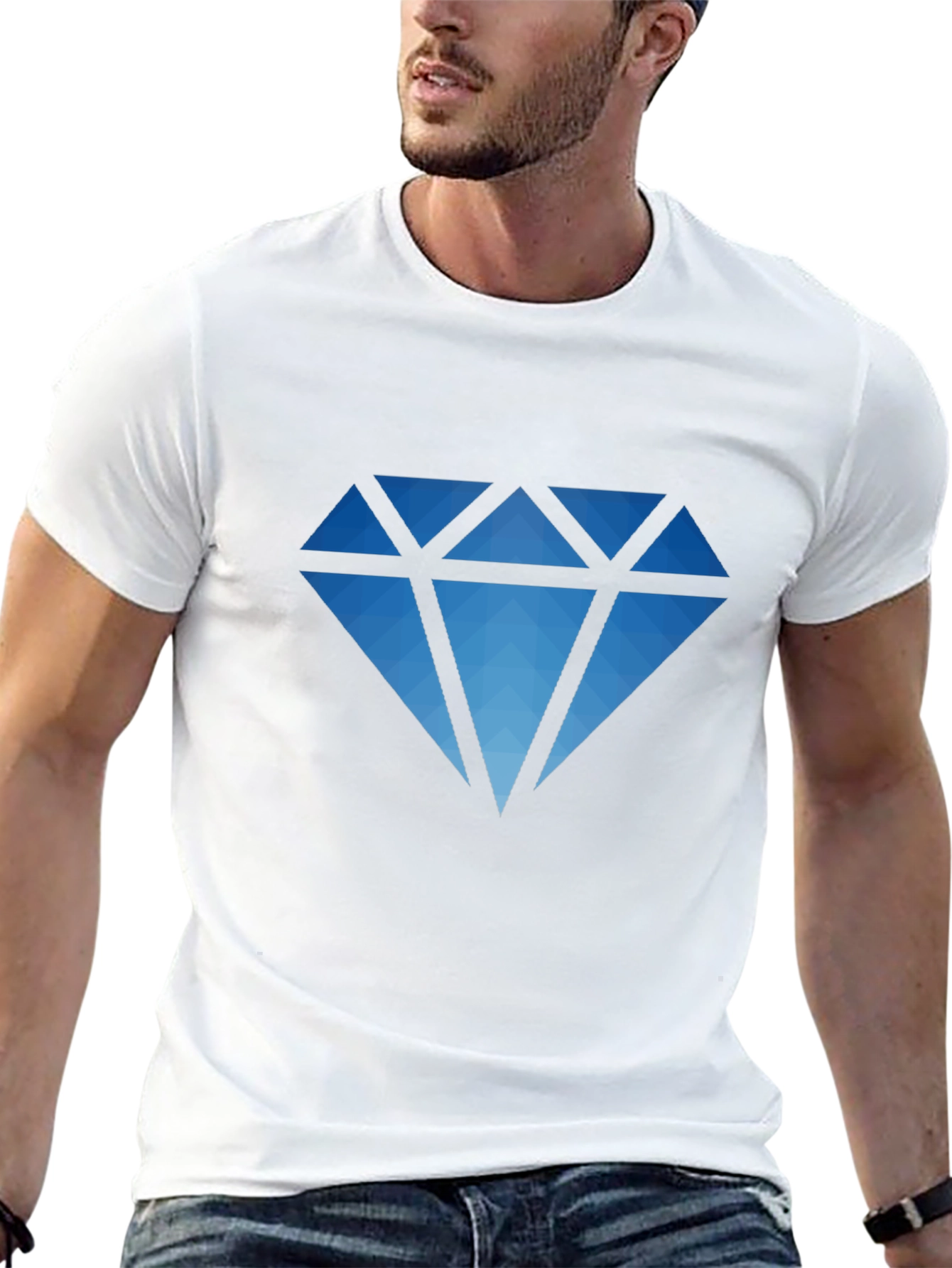 Geometric Diamond Graphic Black T-Shirt