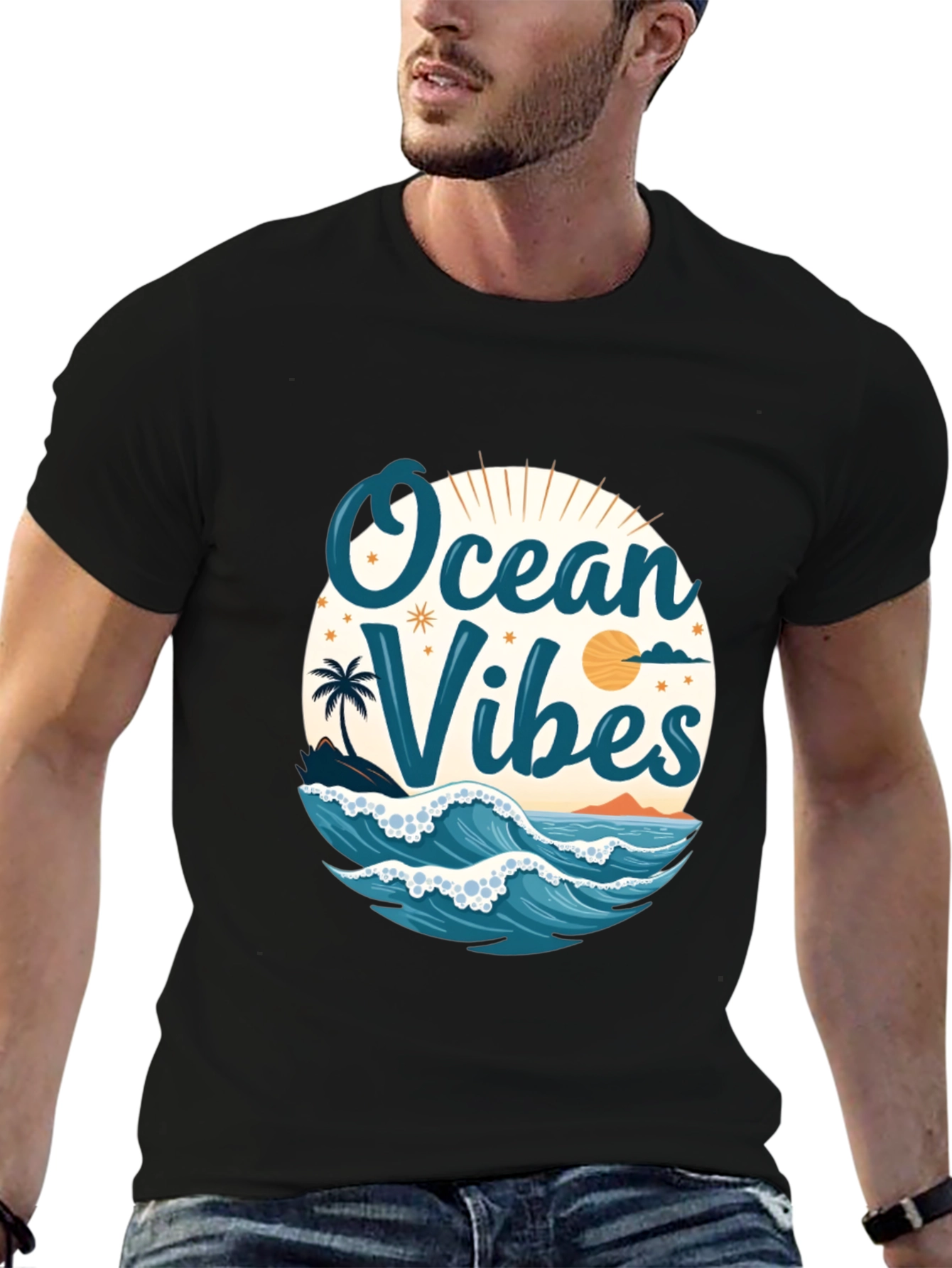 Ocean Vibes Black T-Shirt