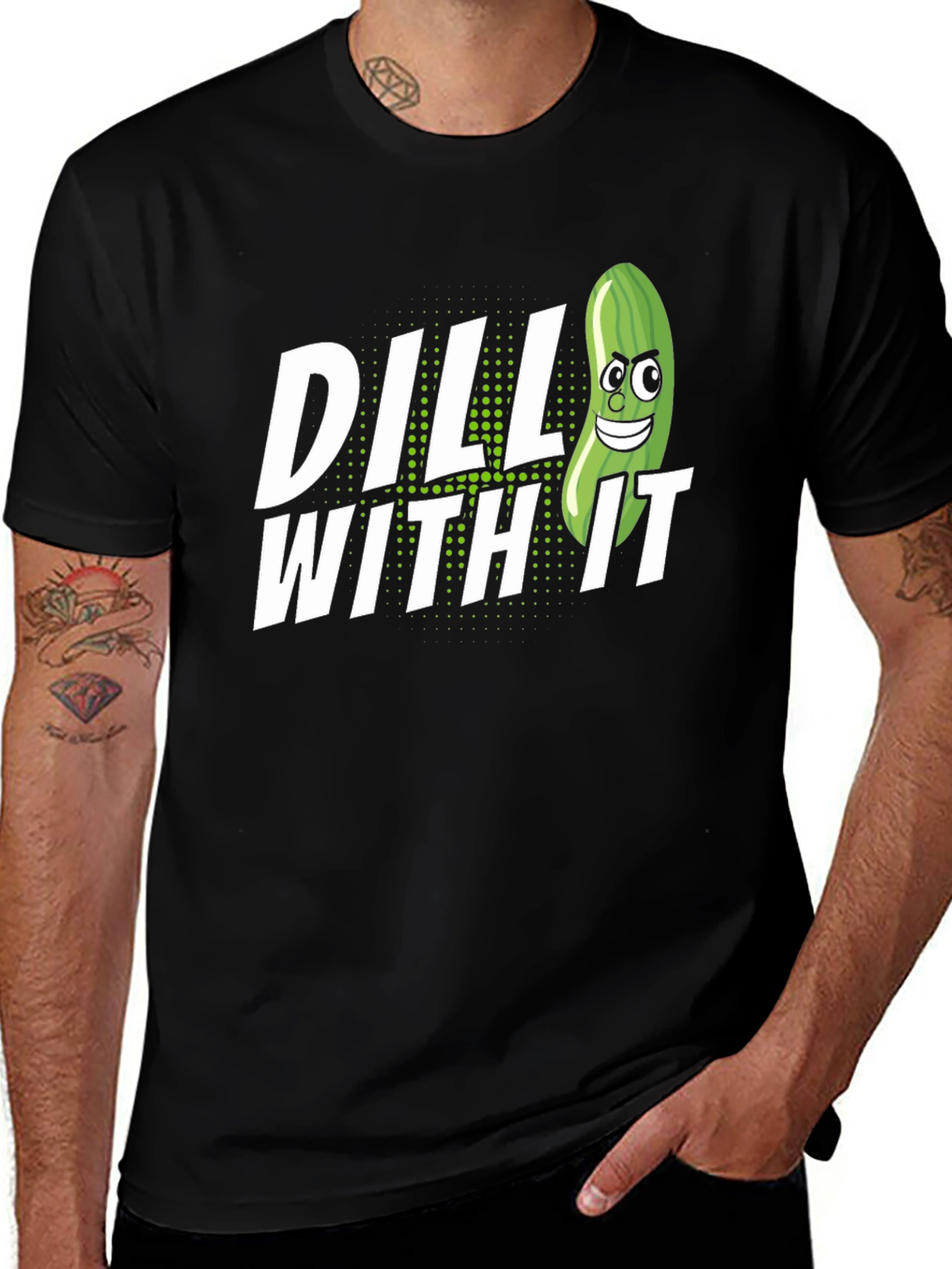 Dill With It Pickle Humor Graphic T-Shirt