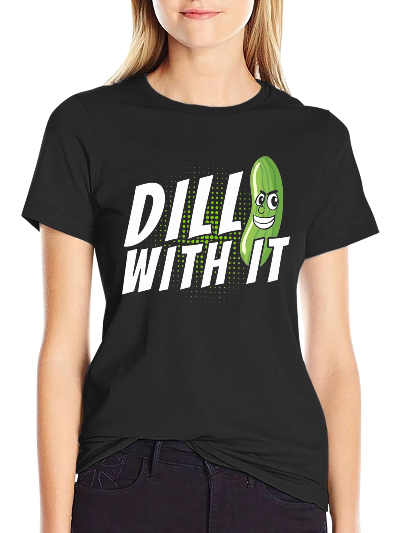 Dill With It Pickle Humor Graphic T-Shirt