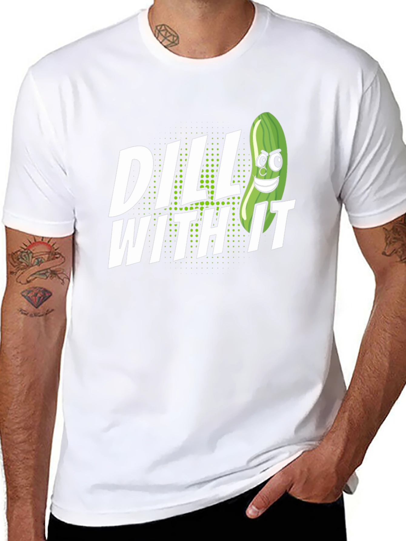 Dill With It Pickle Humor Graphic T-Shirt