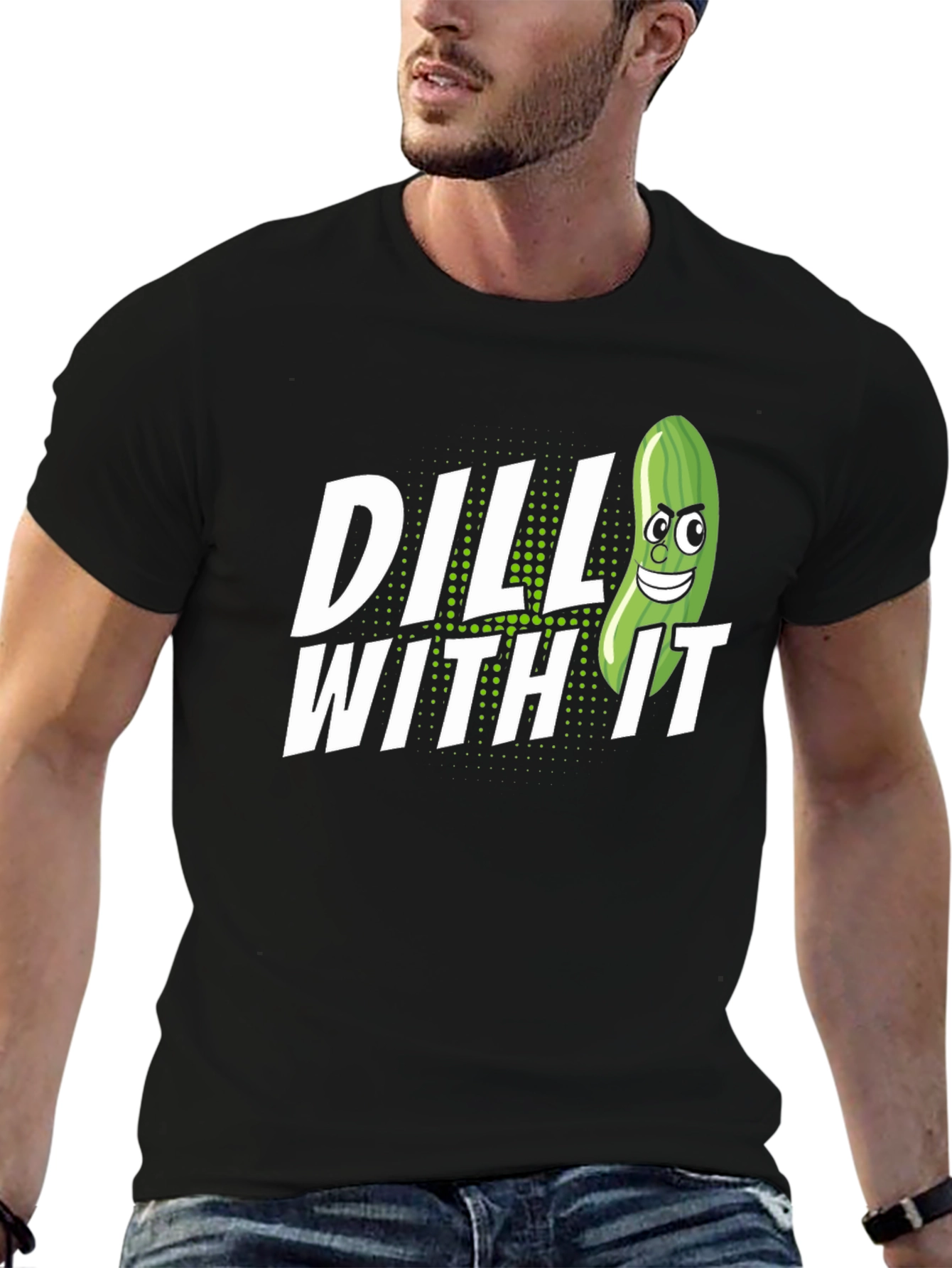 Dill With It Pickle Humor Graphic T-Shirt