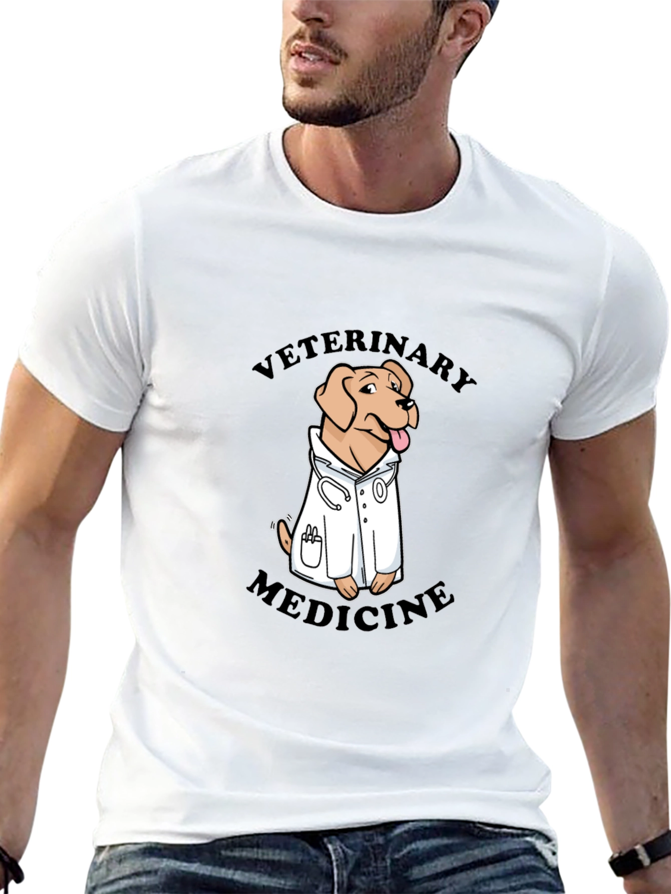 Veterinary Medicine Dog T-Shirt - Black Cotton Blend