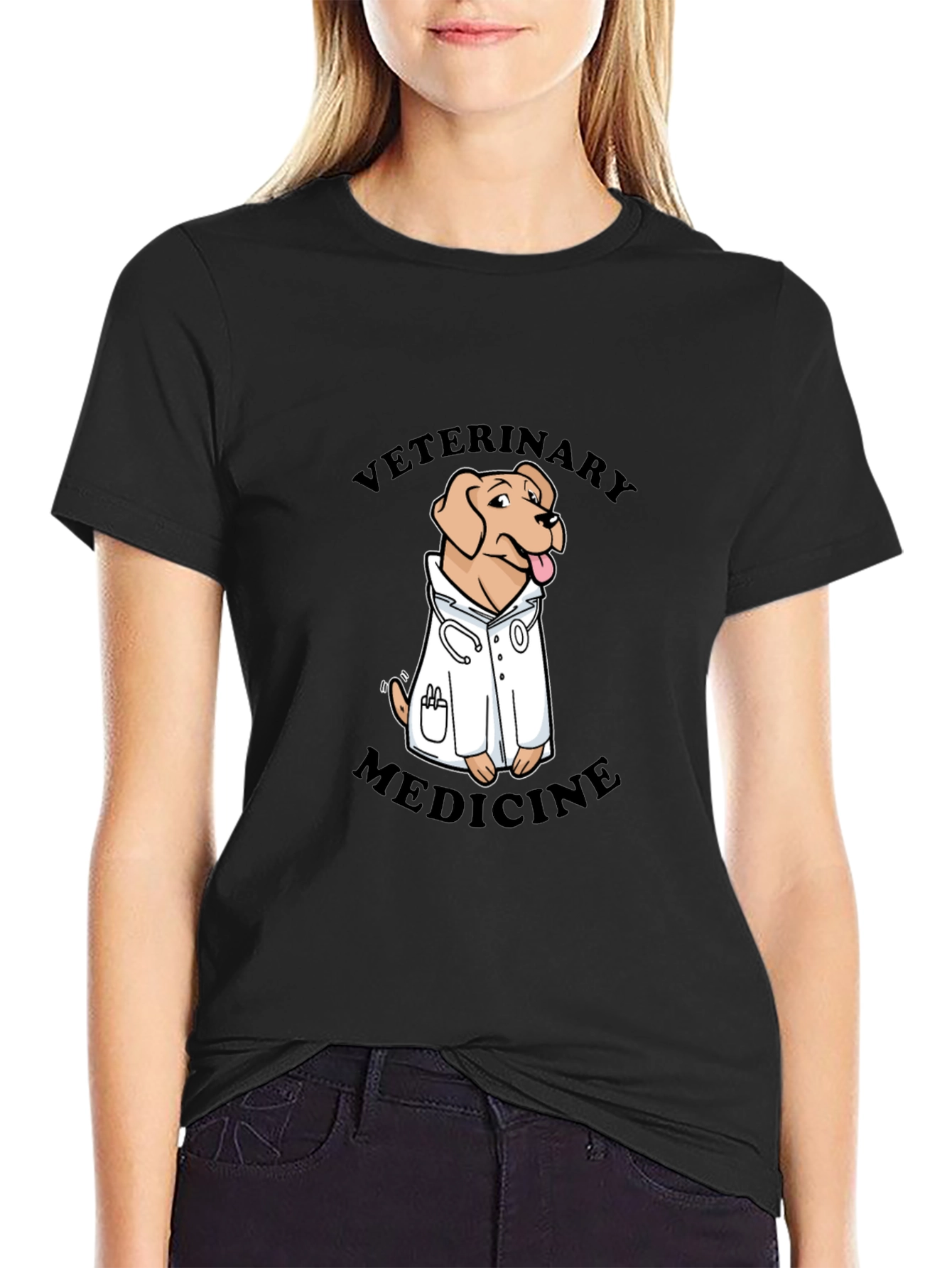 Veterinary Medicine Dog T-Shirt - Black Cotton Blend