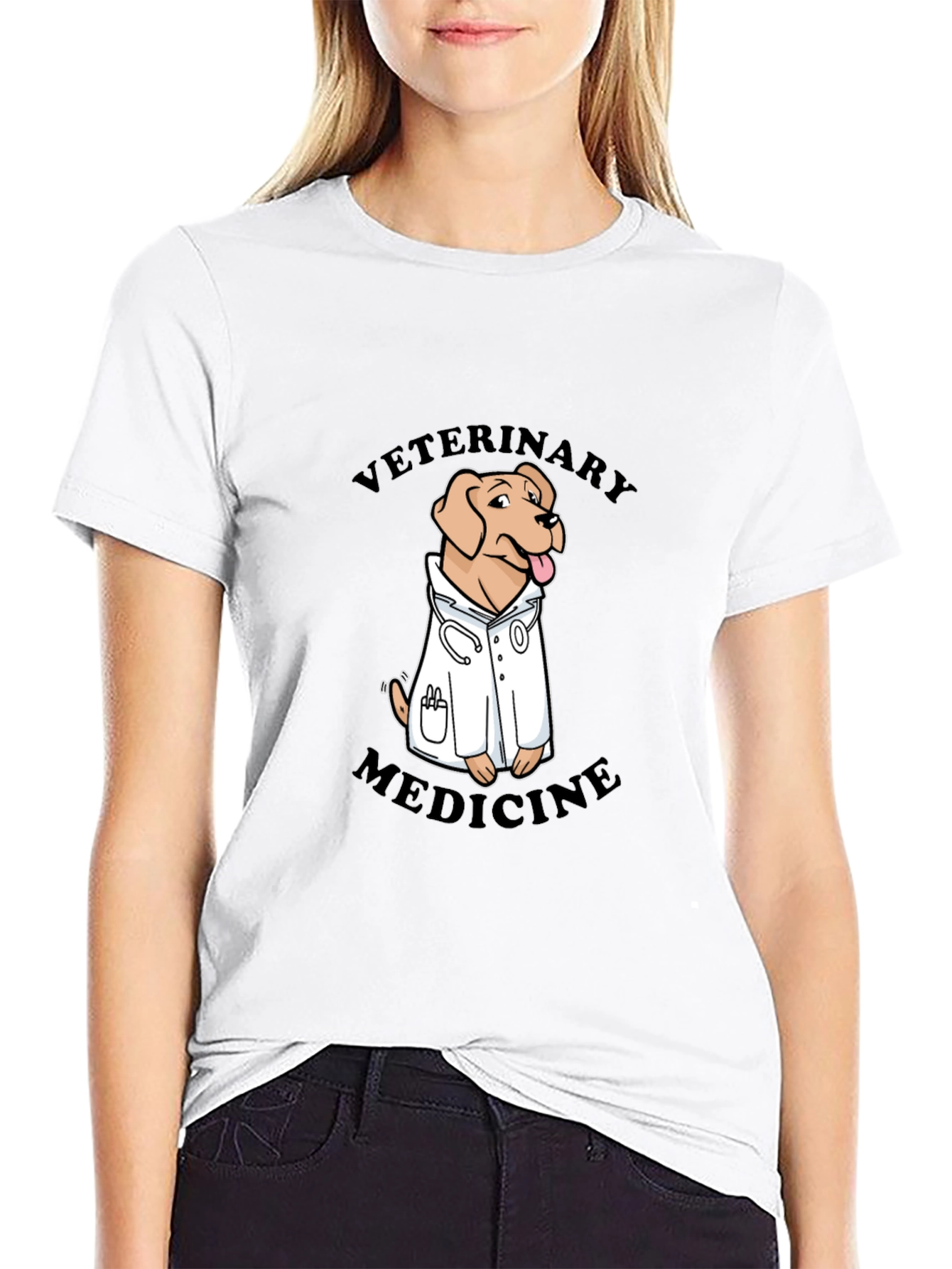 Veterinary Medicine Dog T-Shirt - Black Cotton Blend