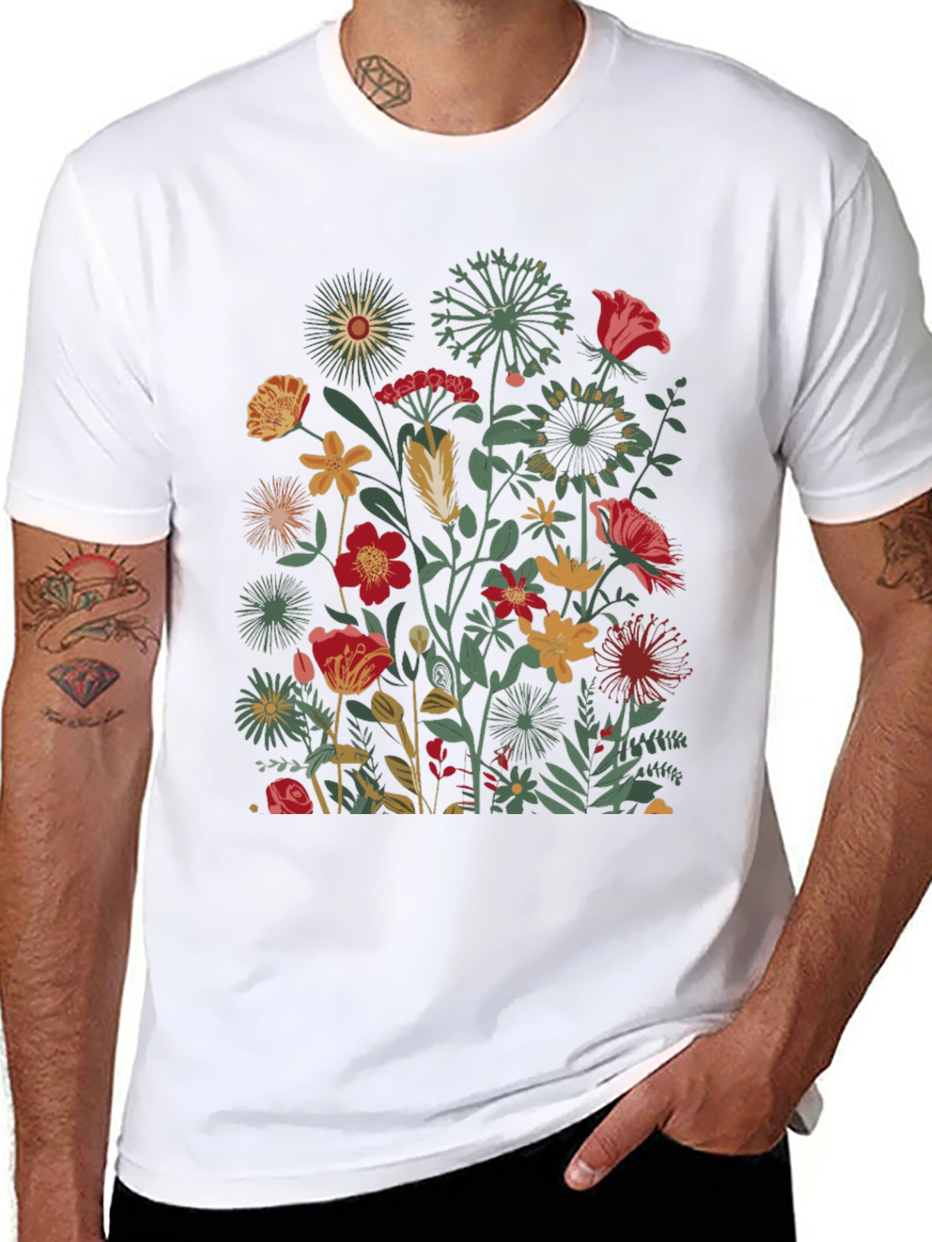 Floral Print Black T-Shirt - Botanical Garden Tee