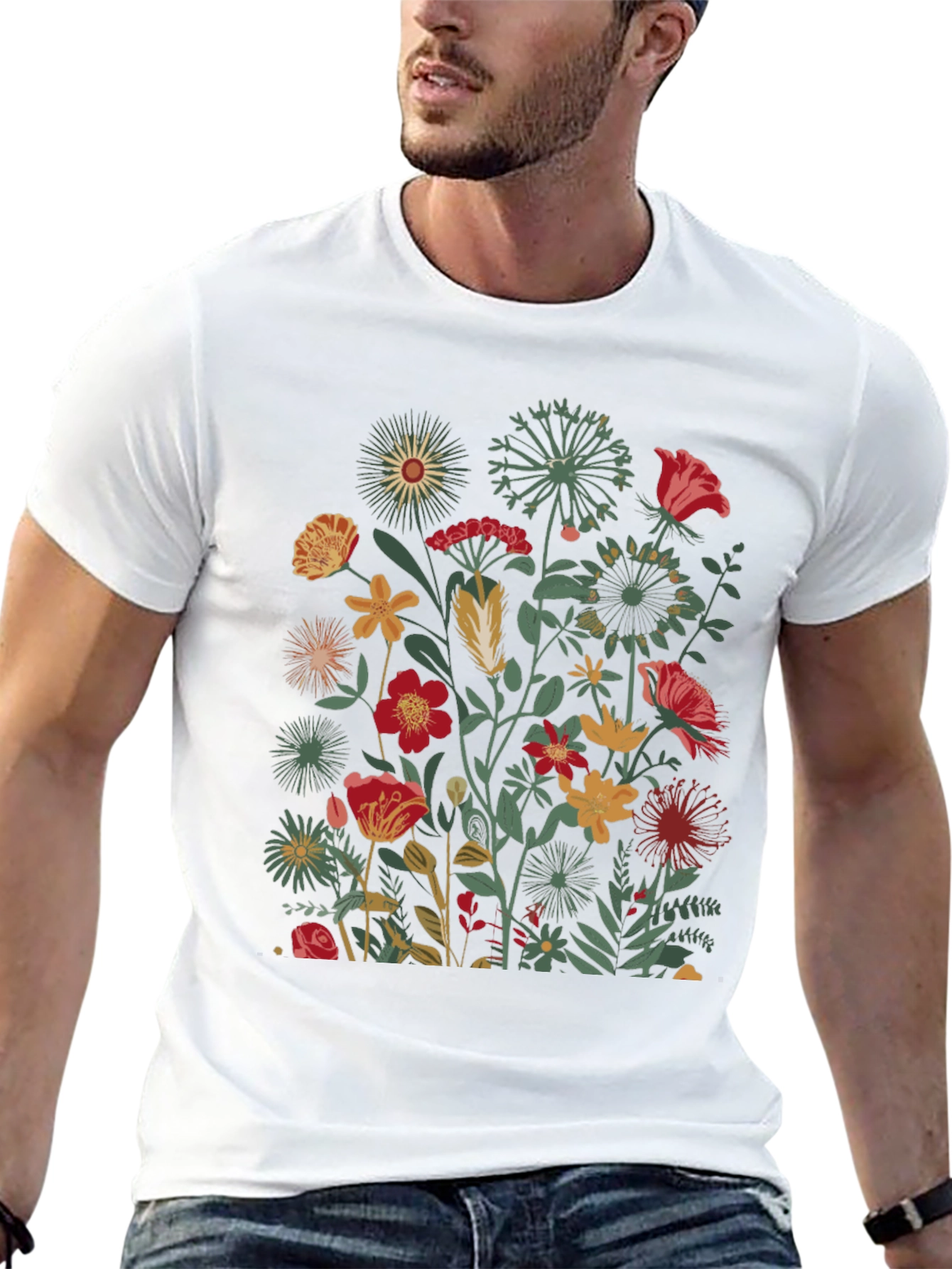 Floral Print Black T-Shirt - Botanical Garden Tee