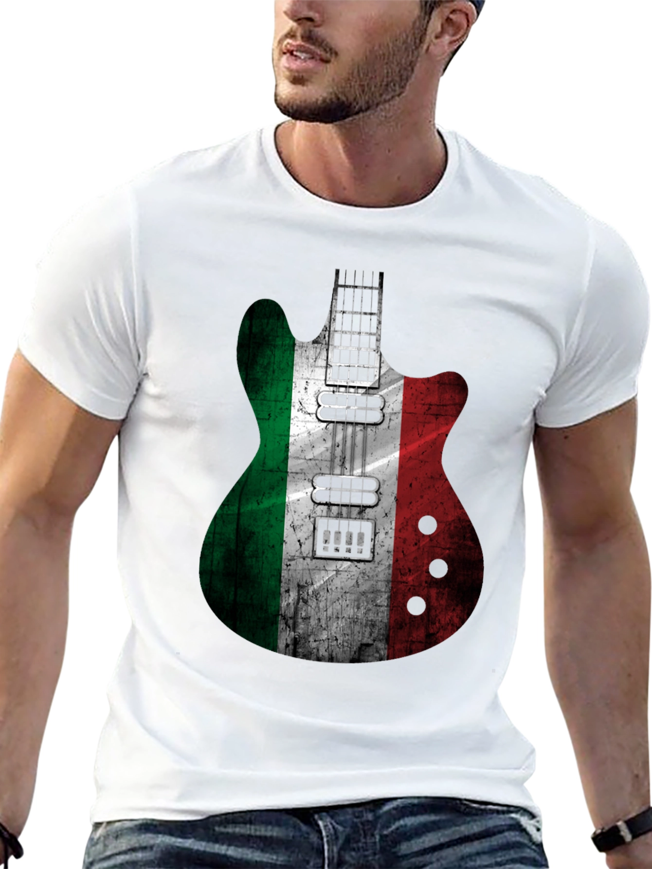 Italian Flag Guitar Graphic T-Shirt