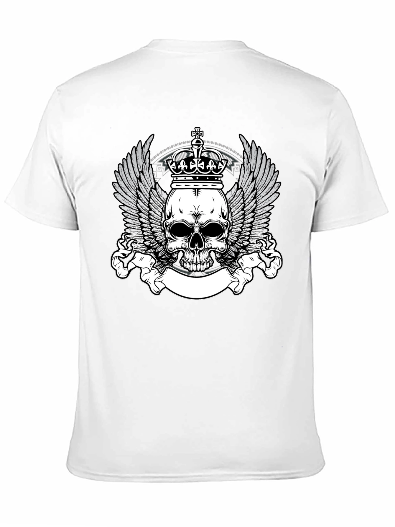 Skull Crown Wings Graphic Black T-Shirt