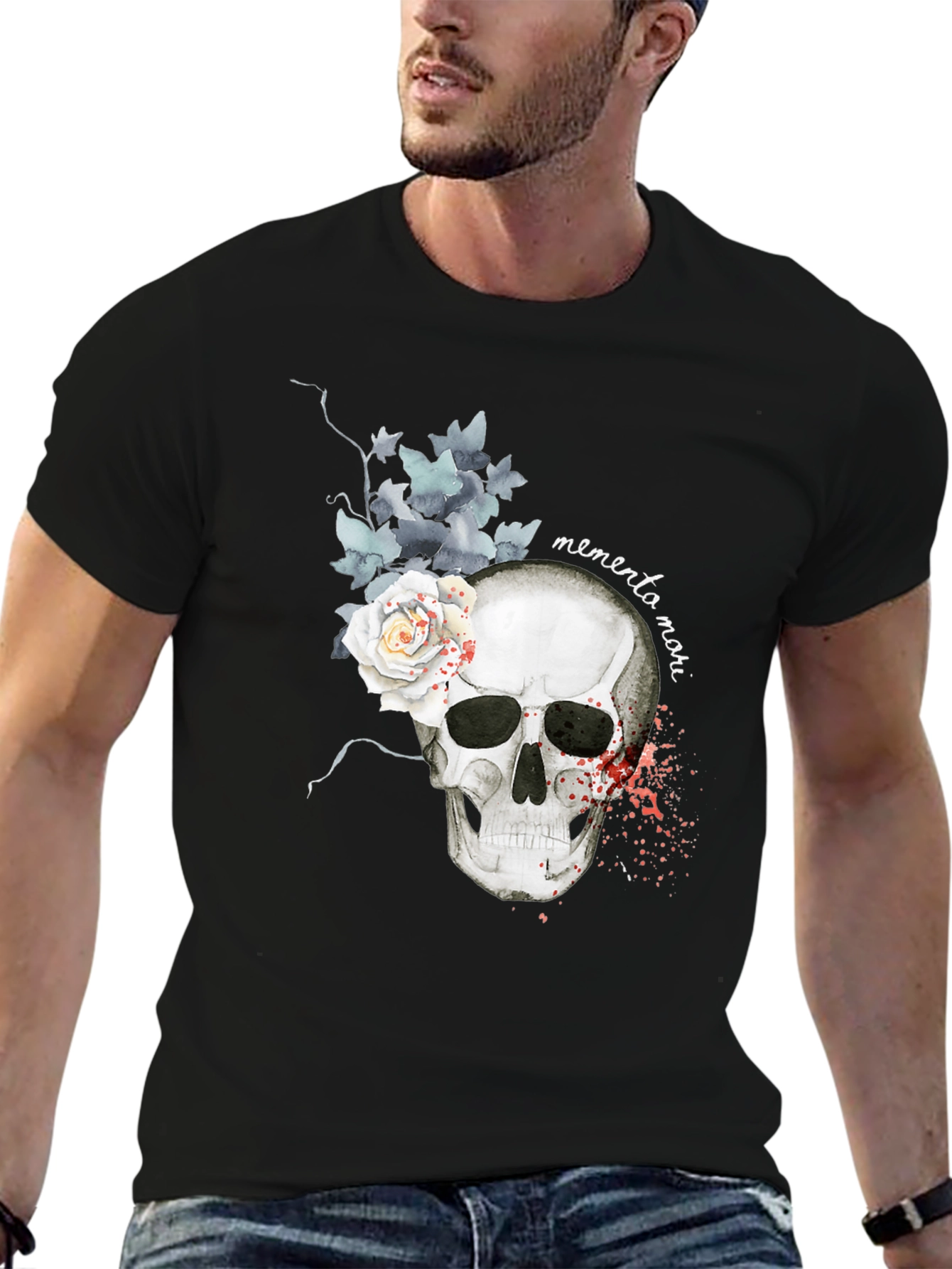 Memento Mori Skull & Rose Graphic Tee