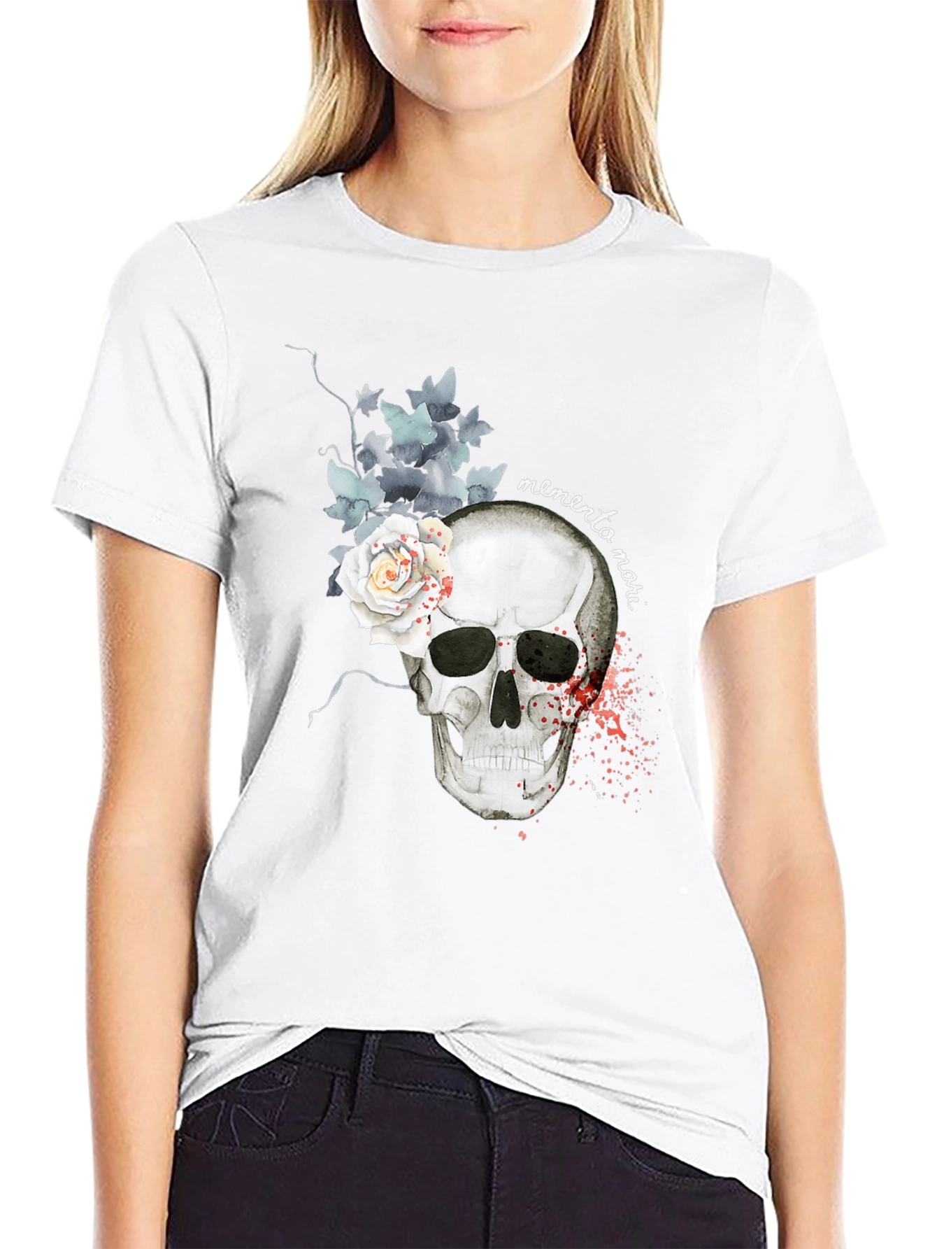 Memento Mori Skull & Rose Graphic Tee