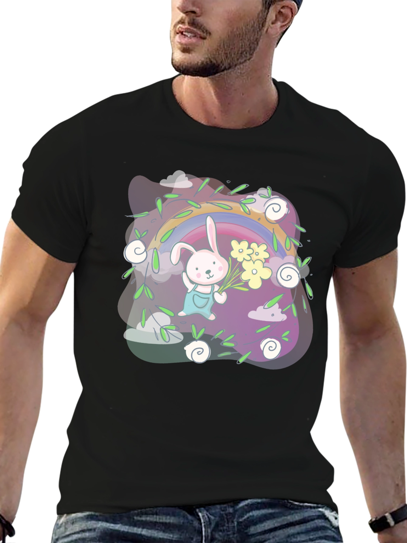Cute Bunny Rainbow Graphic Tee