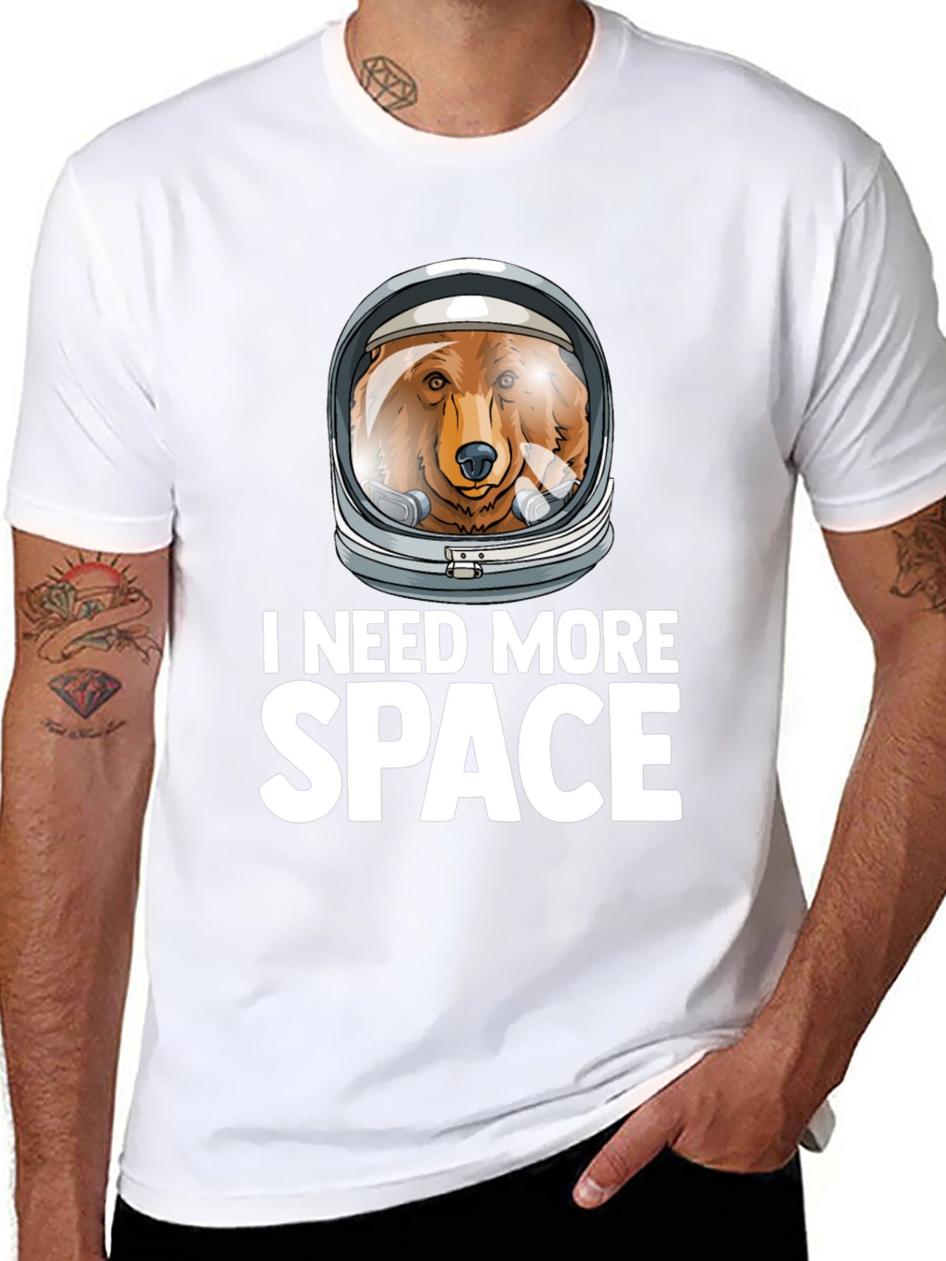 I Need More Space Bear Astronaut Graphic T-Shirt