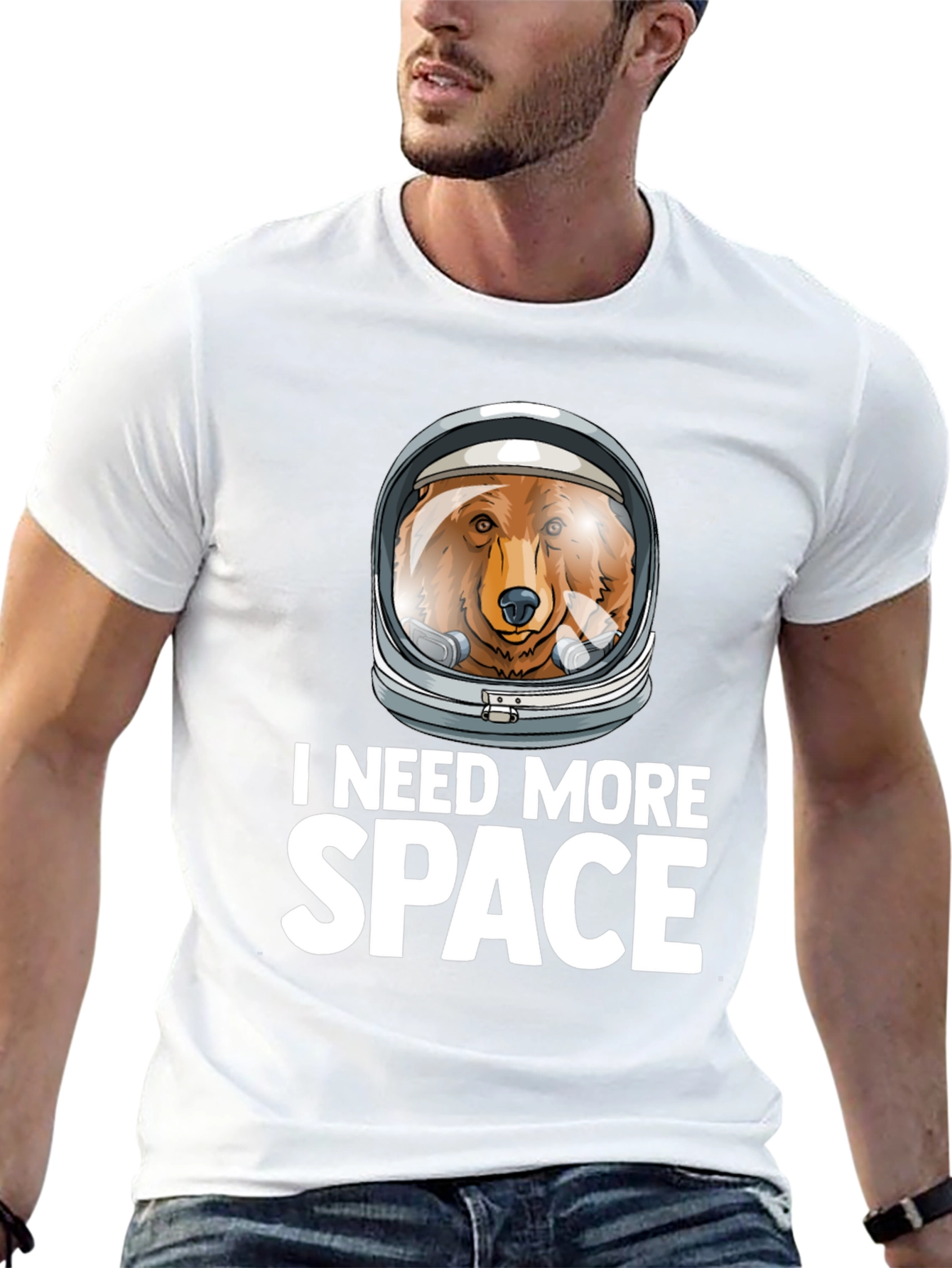 I Need More Space Bear Astronaut Graphic T-Shirt