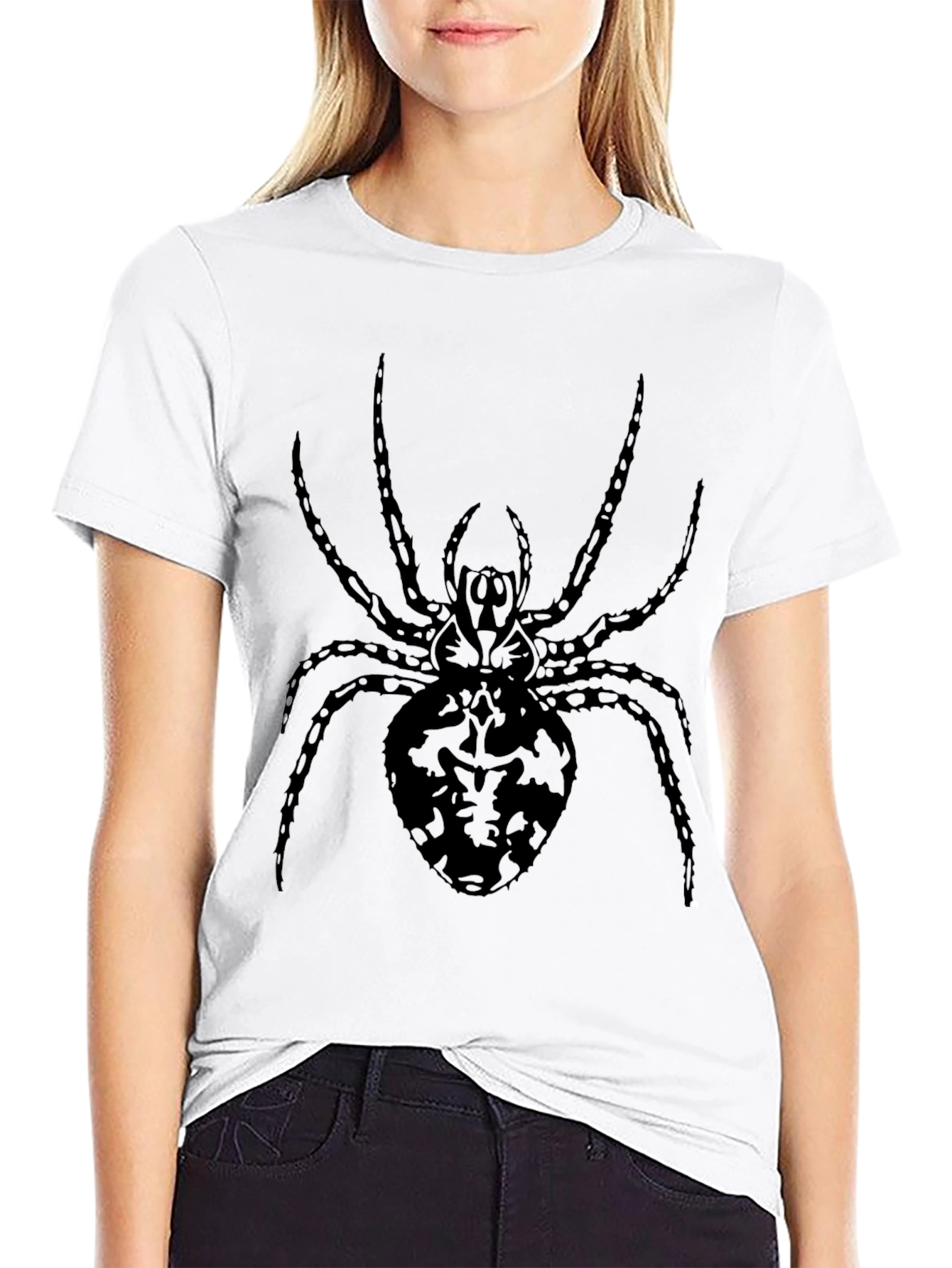 Spider Graphic Tee - Black Crew Neck T-Shirt