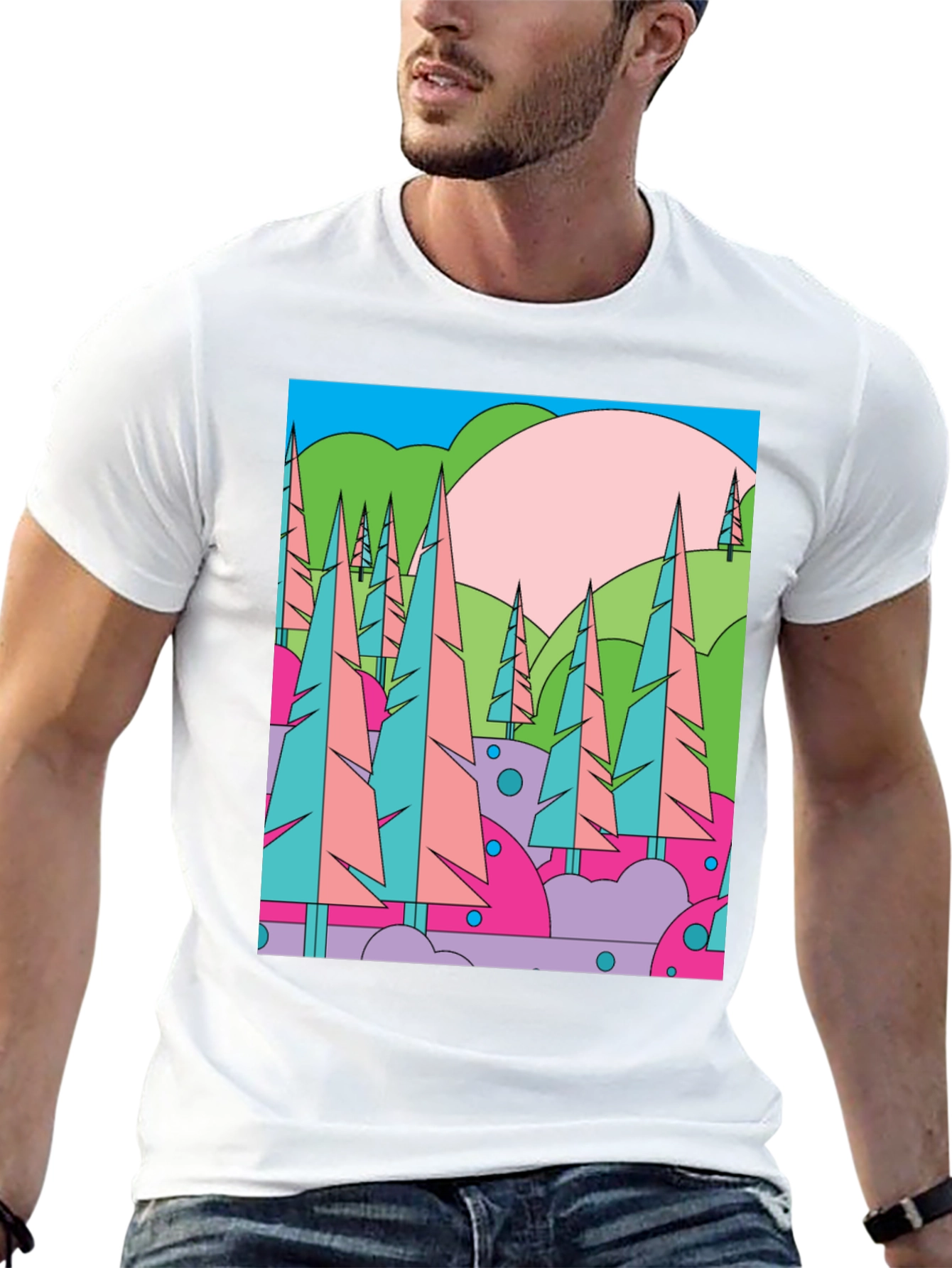 Abstract Forest Graphic T-Shirt - Retro Style Tee