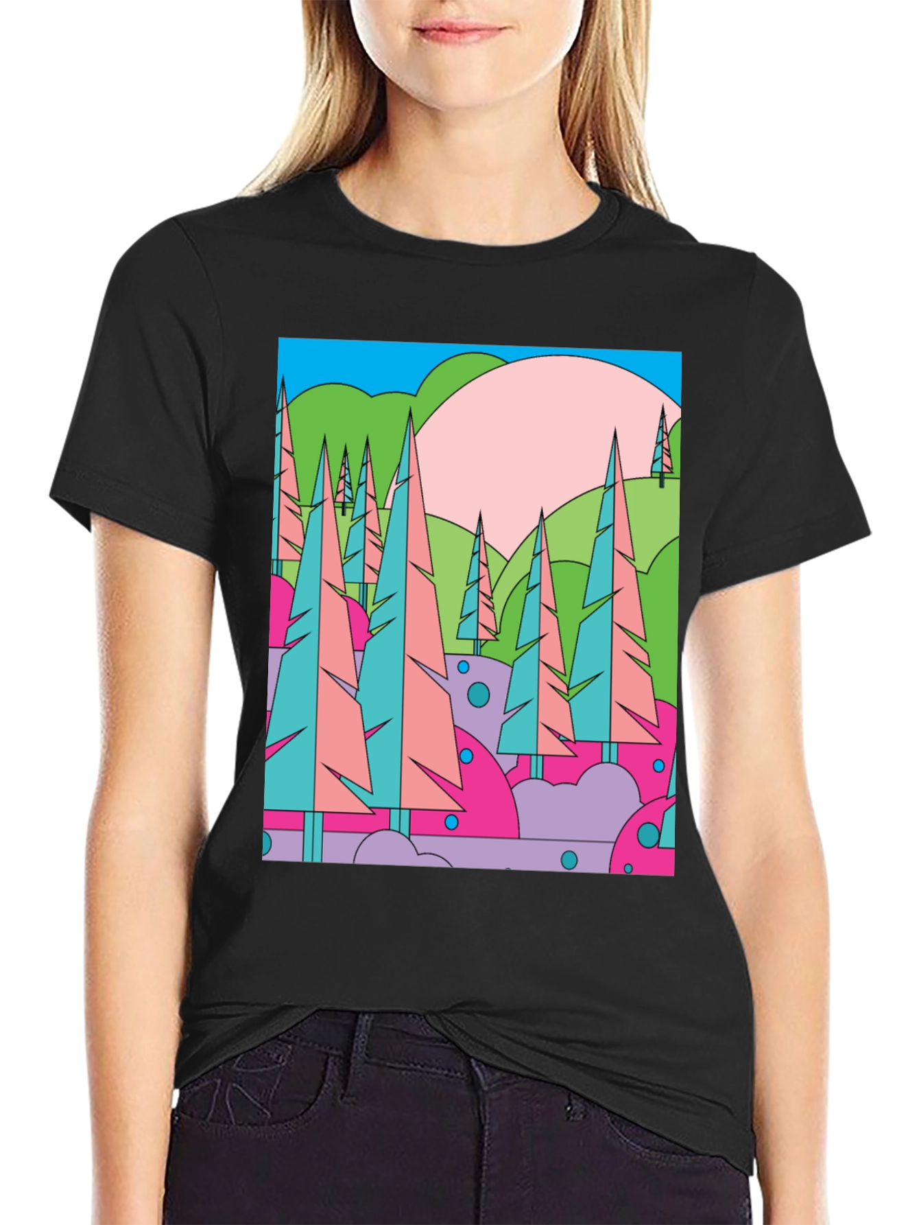 Abstract Forest Graphic T-Shirt - Retro Style Tee