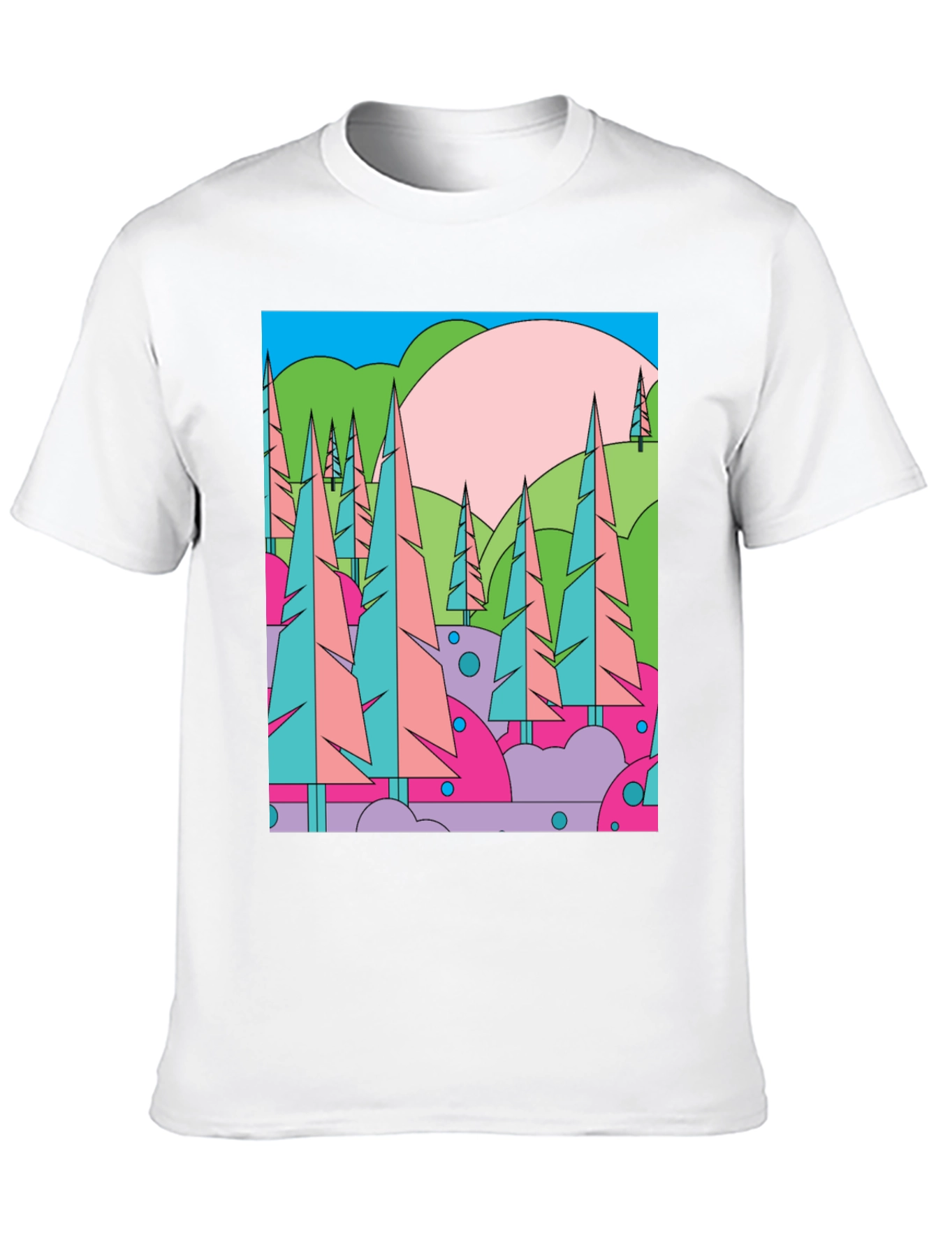 Abstract Forest Graphic T-Shirt - Retro Style Tee