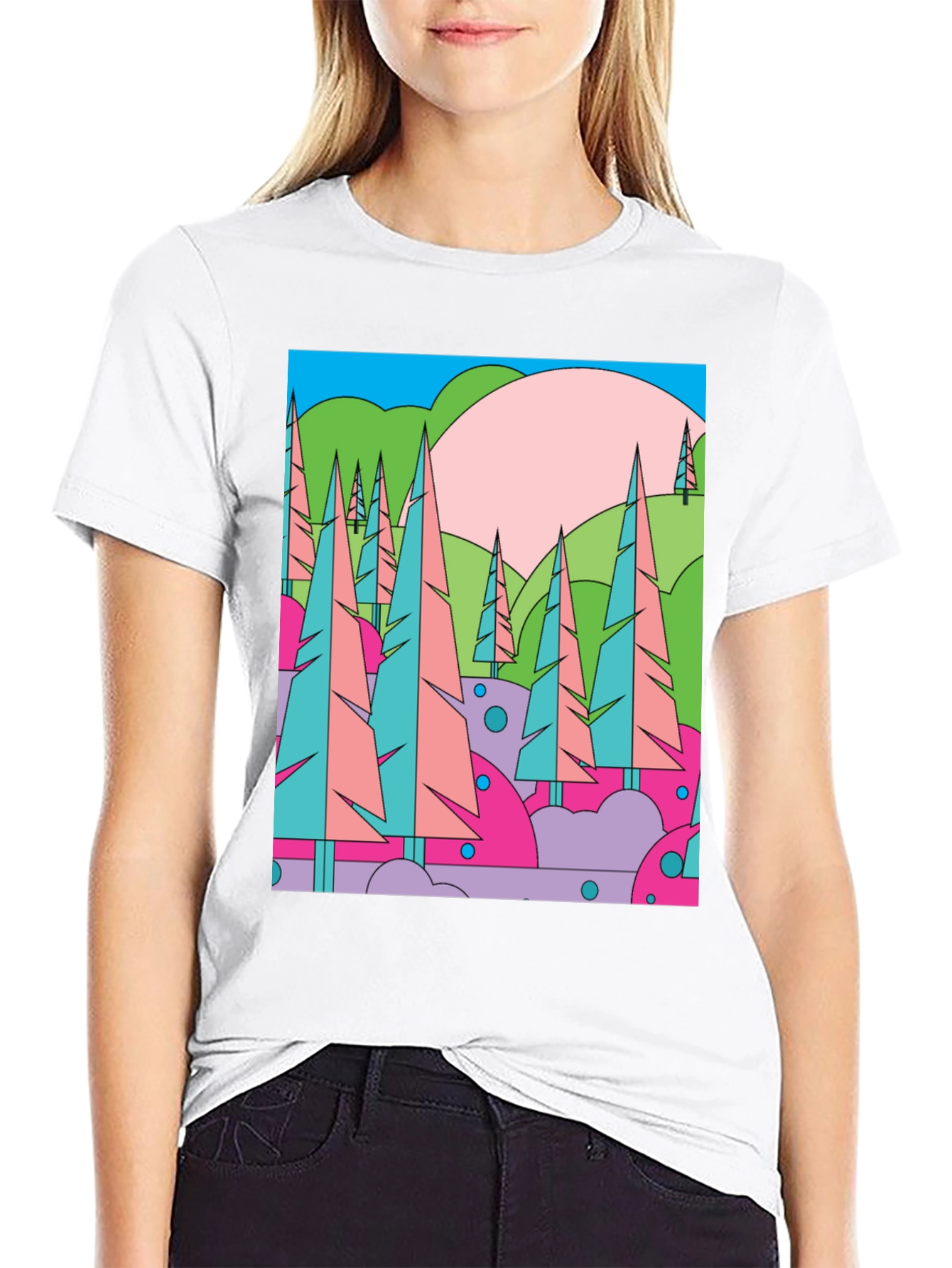 Abstract Forest Graphic T-Shirt - Retro Style Tee