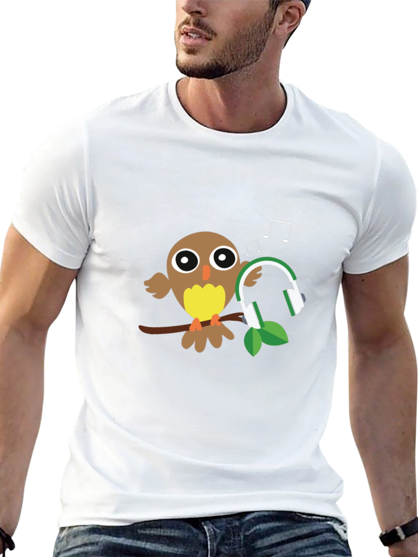 Owl with Headphones Graphic T-Shirt