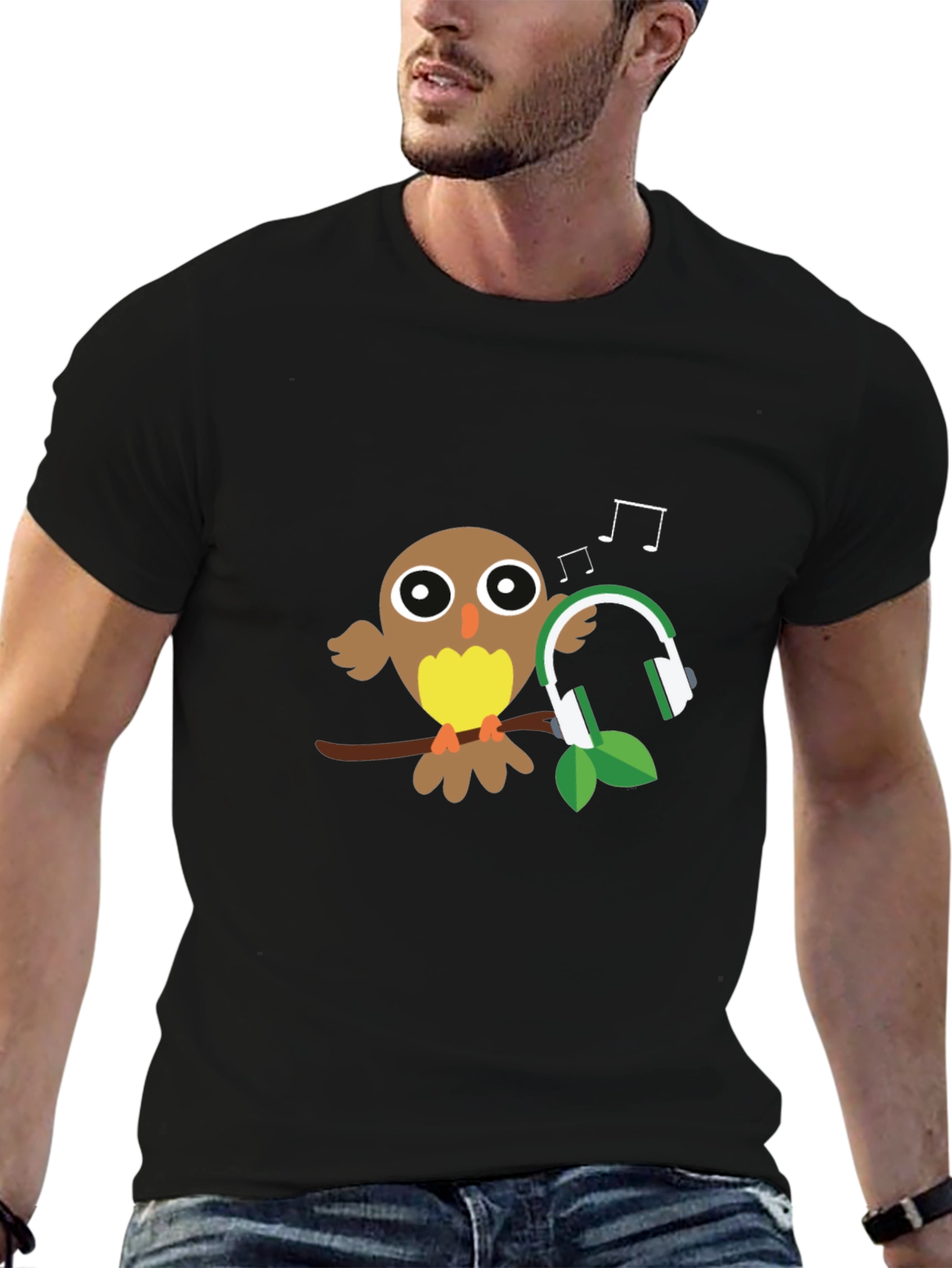 Owl with Headphones Graphic T-Shirt