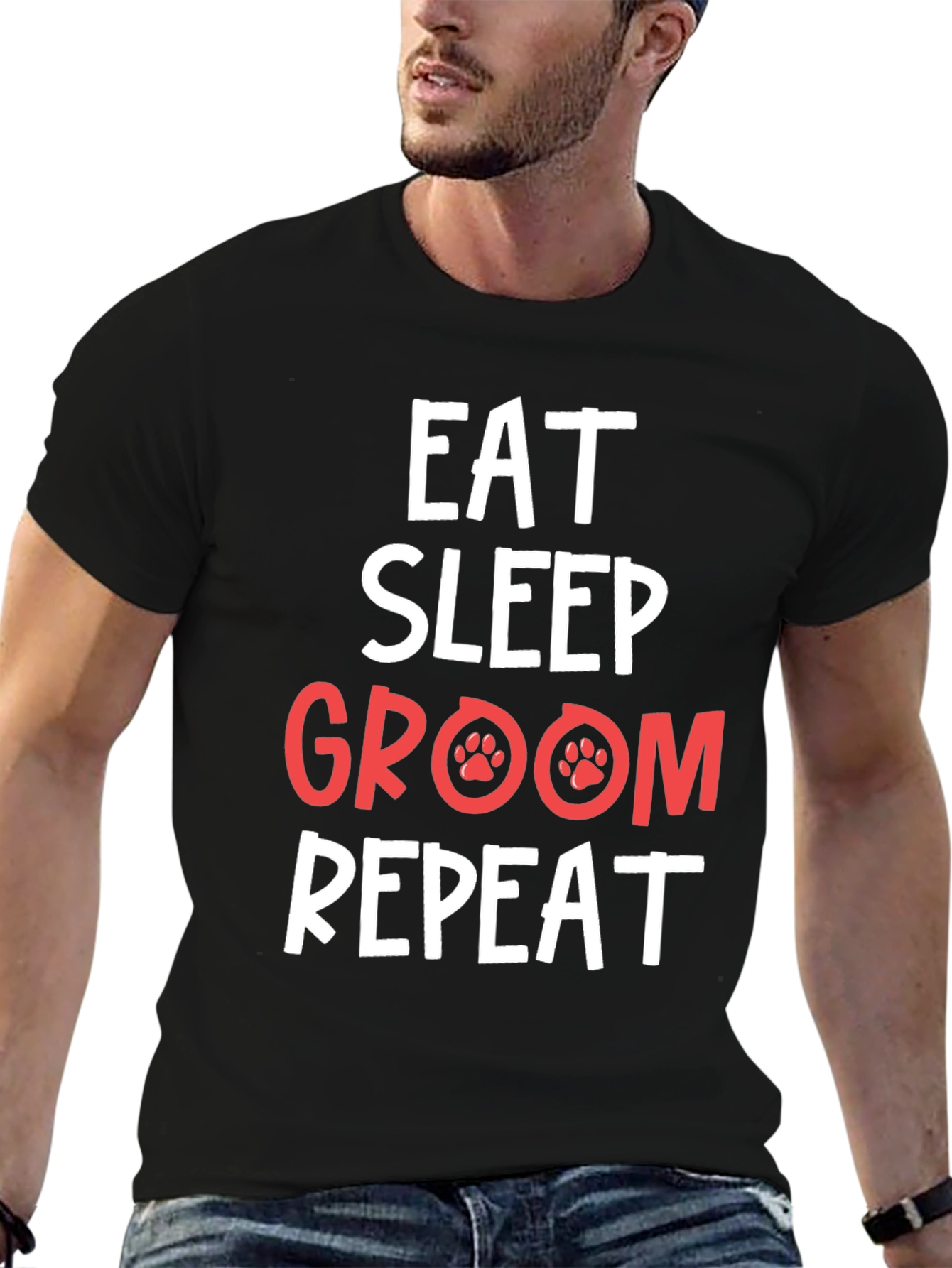 Eat Sleep Groom Repeat Pet Lover T-Shirt
