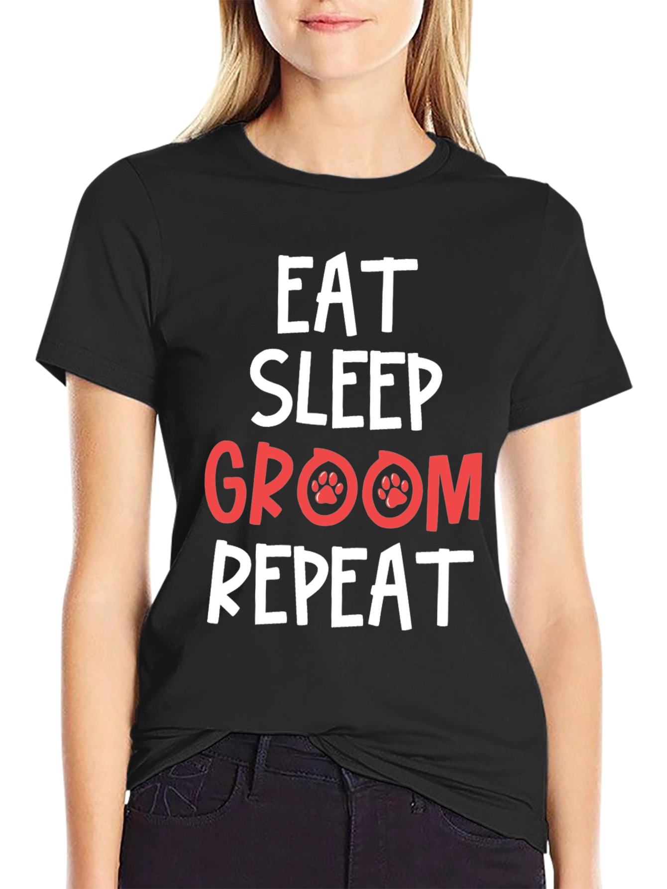 Eat Sleep Groom Repeat Pet Lover T-Shirt