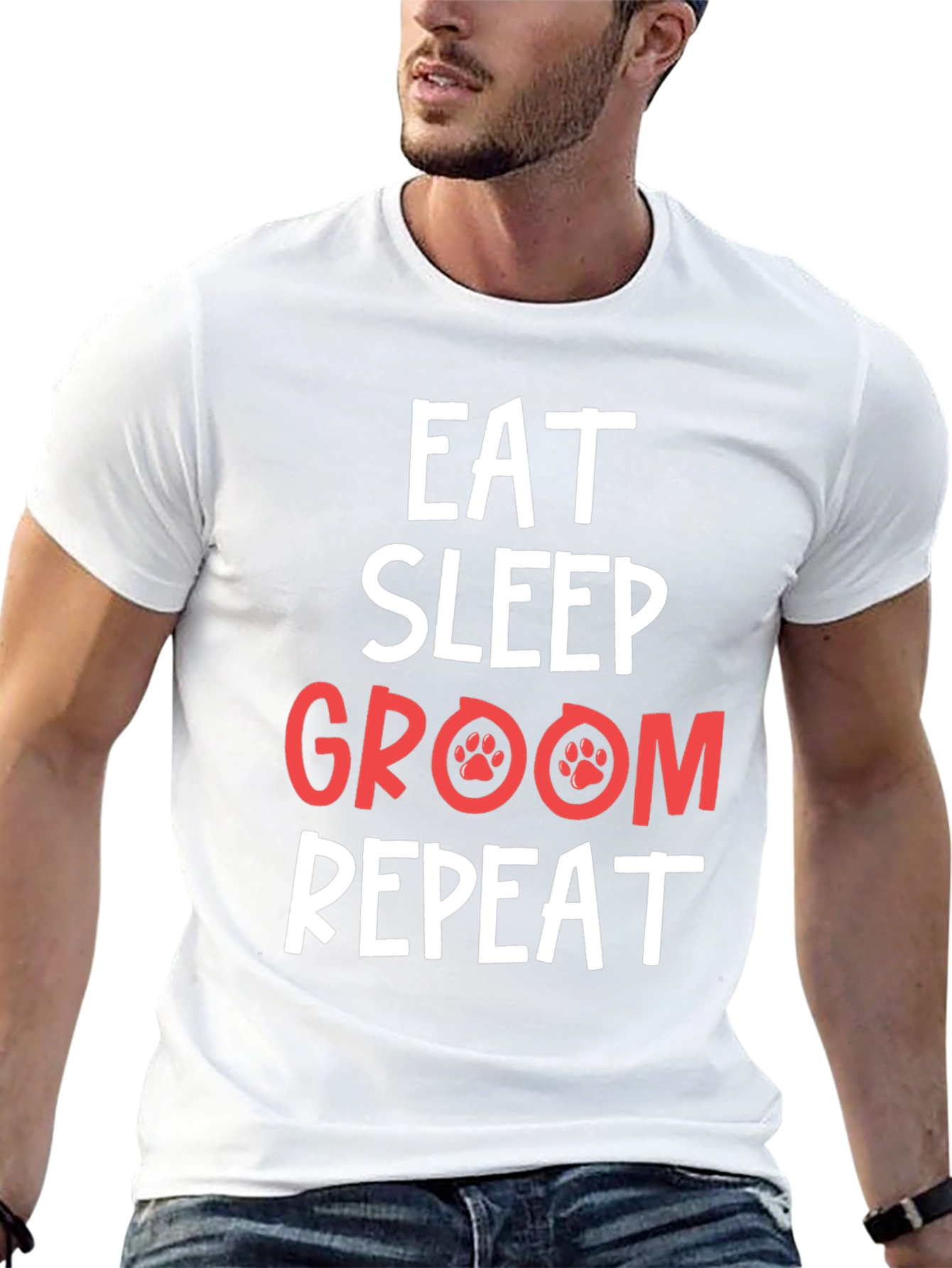 Eat Sleep Groom Repeat Pet Lover T-Shirt