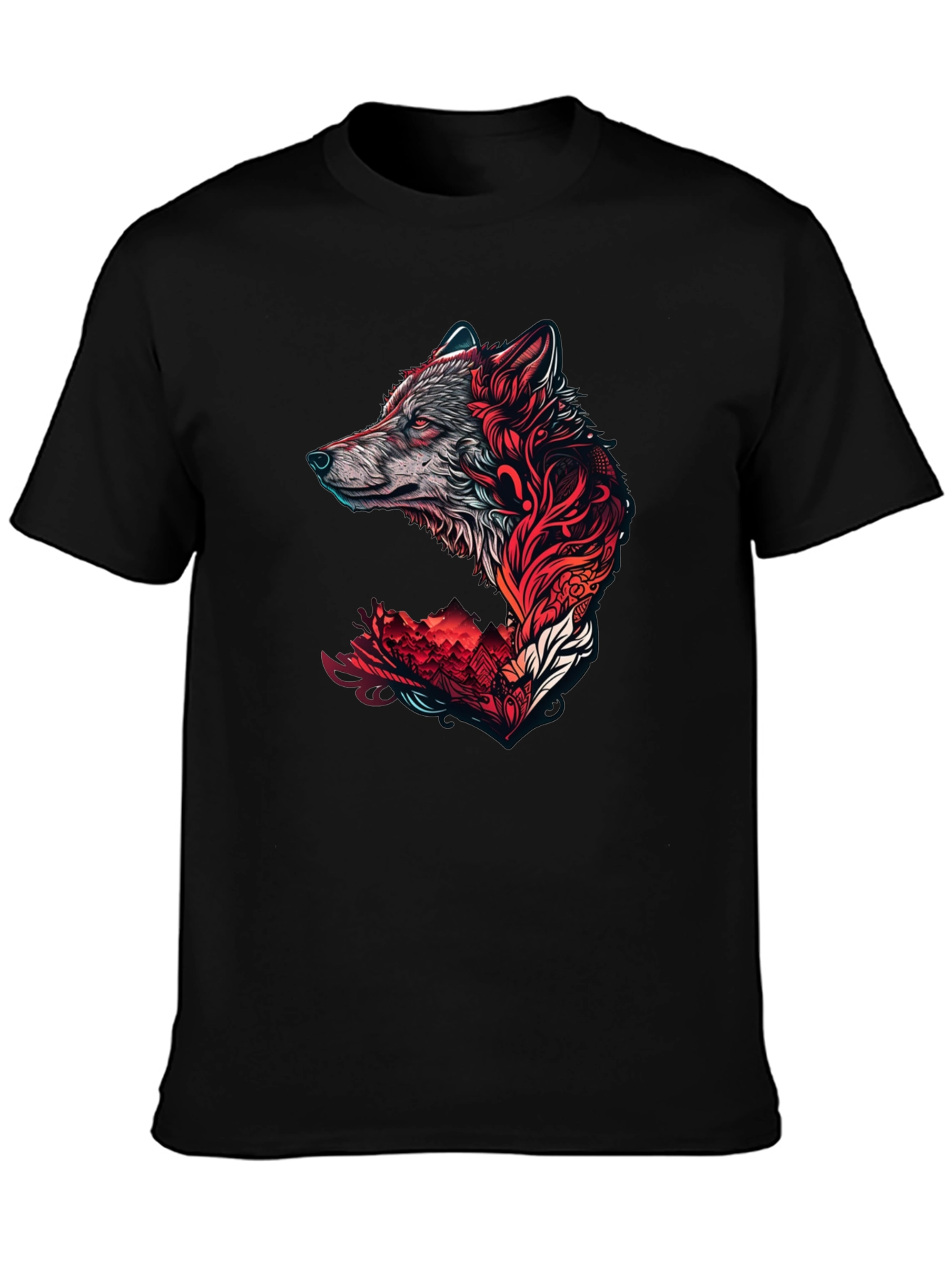 Wolf Graphic Print T-Shirt - Stylish Black Tee