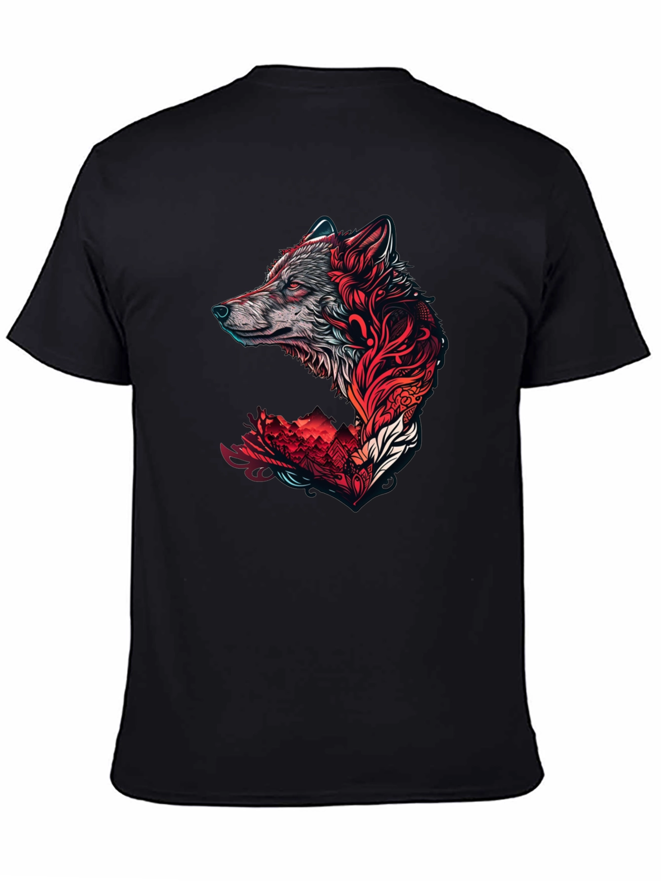 Wolf Graphic Print T-Shirt - Stylish Black Tee