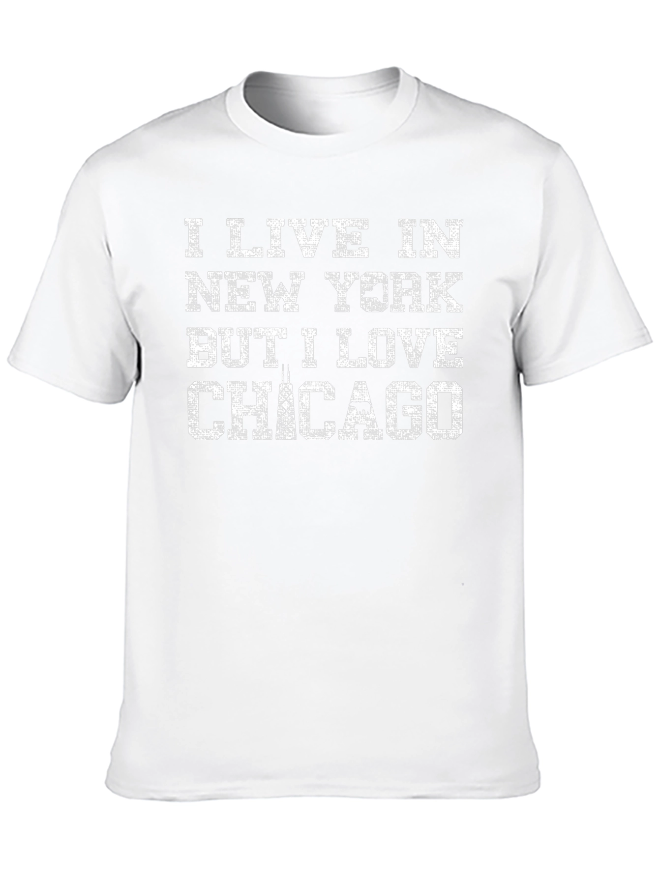 I Live in NY Love Chicago Black T-Shirt