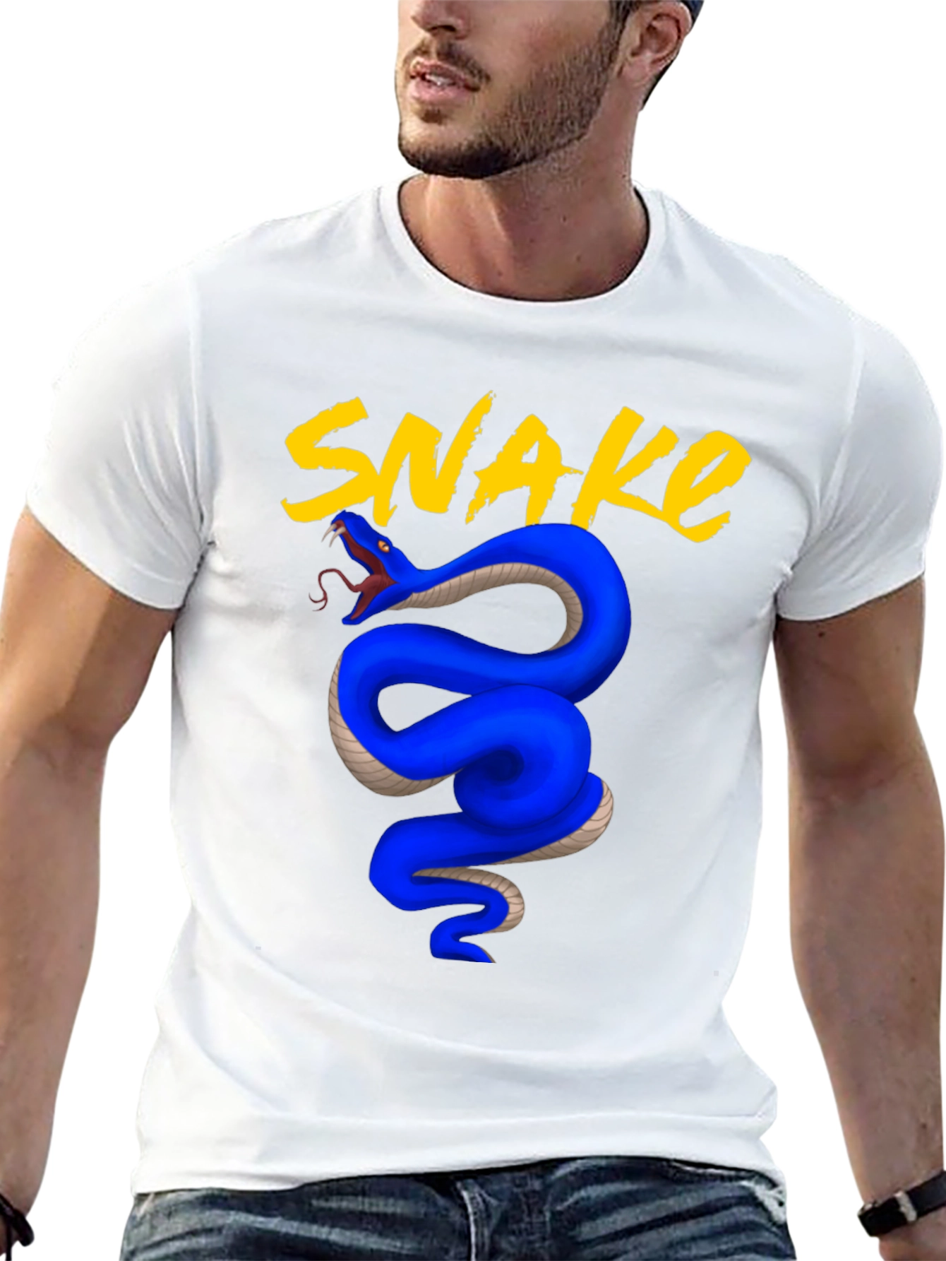 Blue Snake Graphic Tee - Bold & Stylish