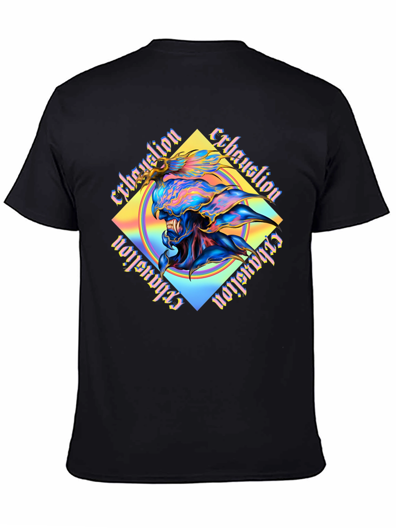 Exhaustion Graphic Print Black T-Shirt