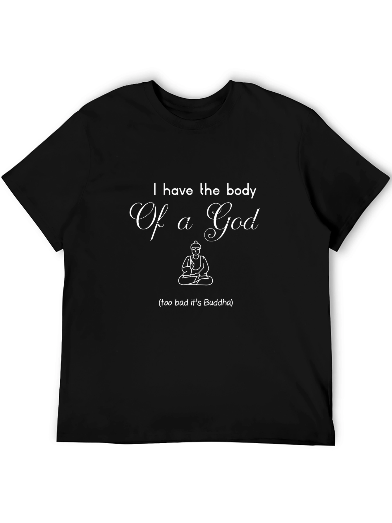 Funny Buddha God Body Black T-Shirt