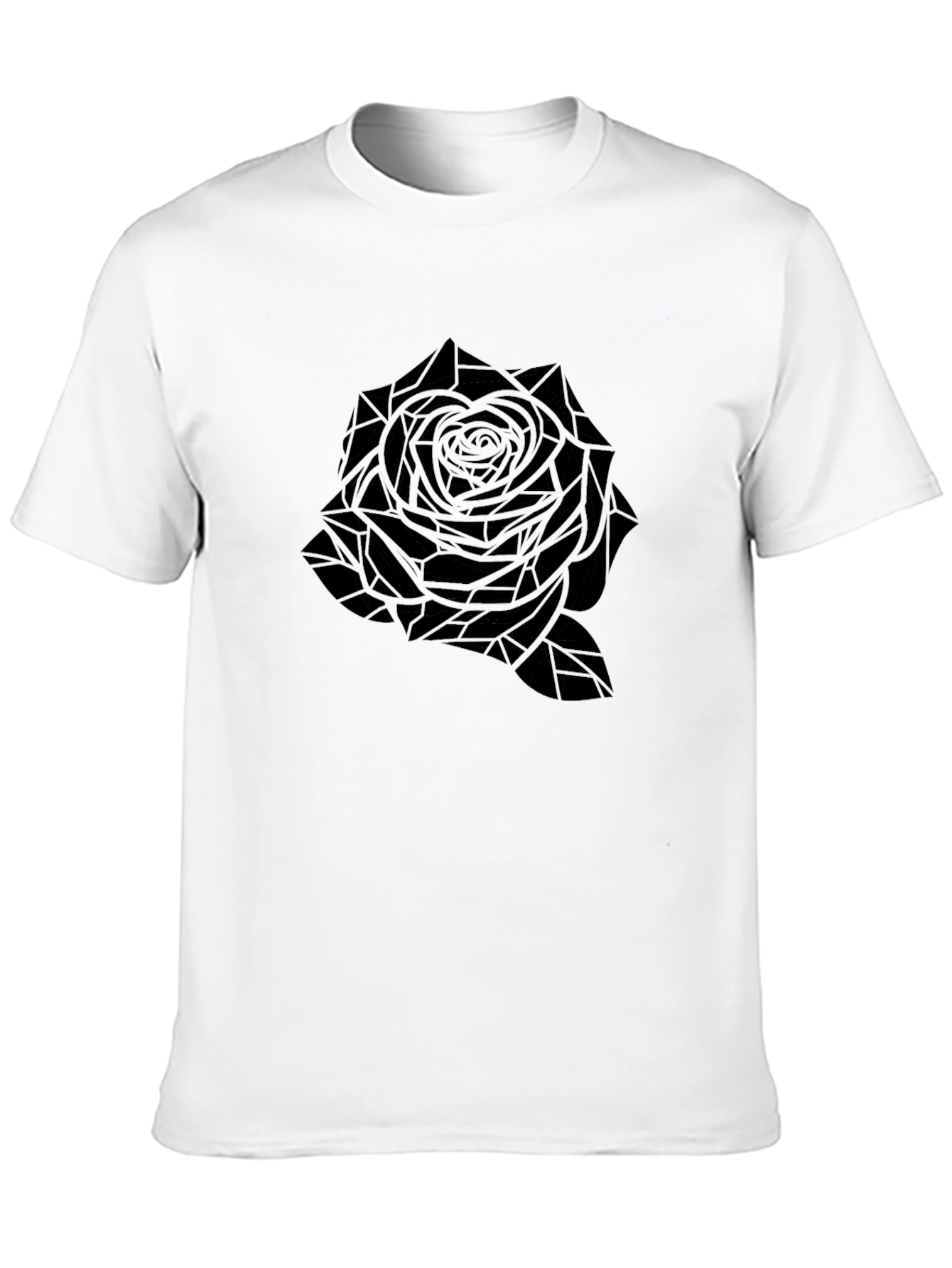 Geometric Rose Graphic T-Shirt - Black