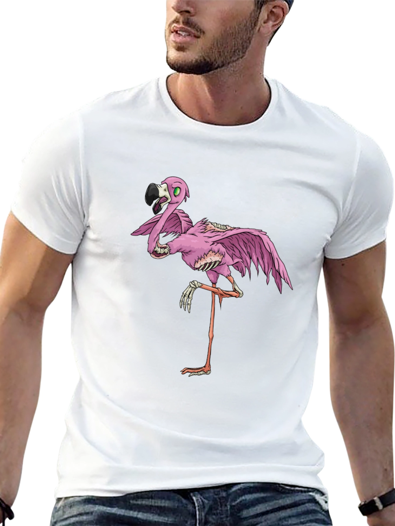 Zombie Flamingo Black Graphic T-Shirt