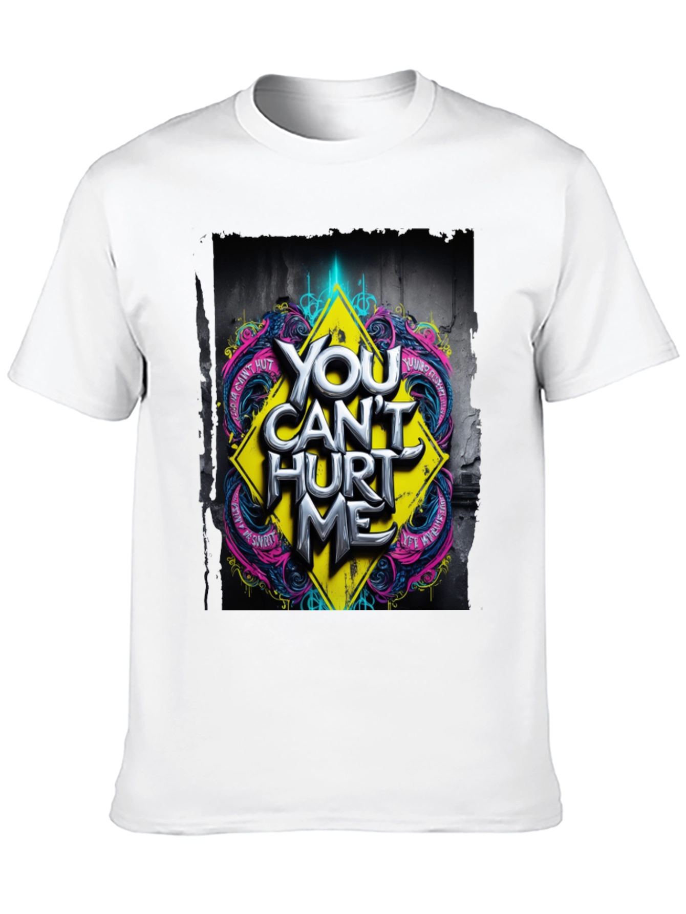 Edgy You Cant Hurt Me Graphic Black T-Shirt