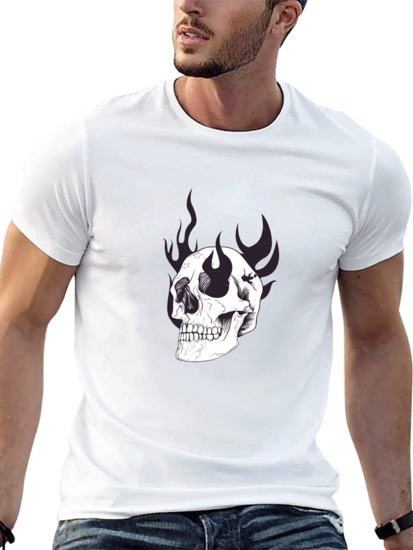 Skull Graphic Print Black T-Shirt