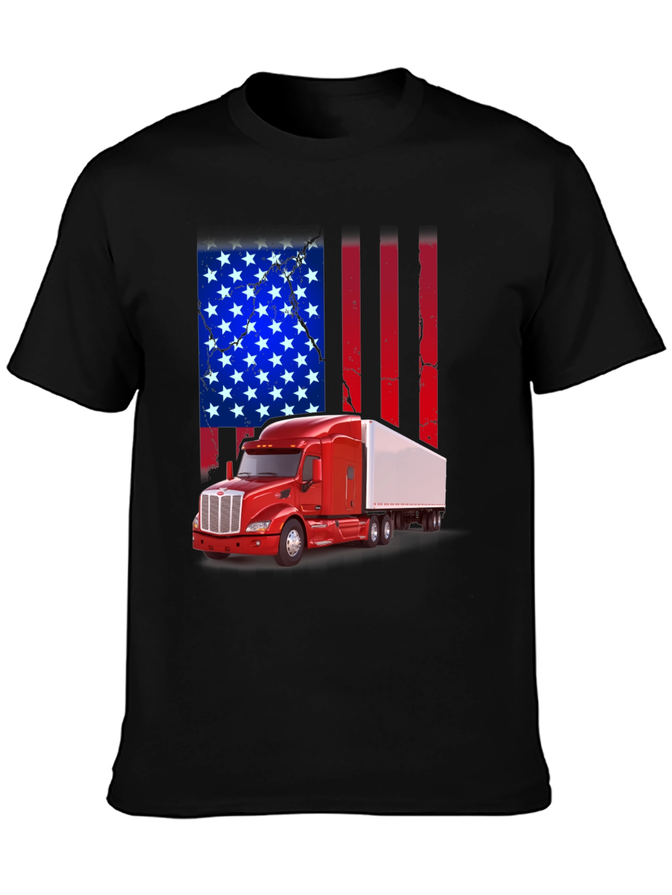 American Flag Trucker T-Shirt - Patriotic Design