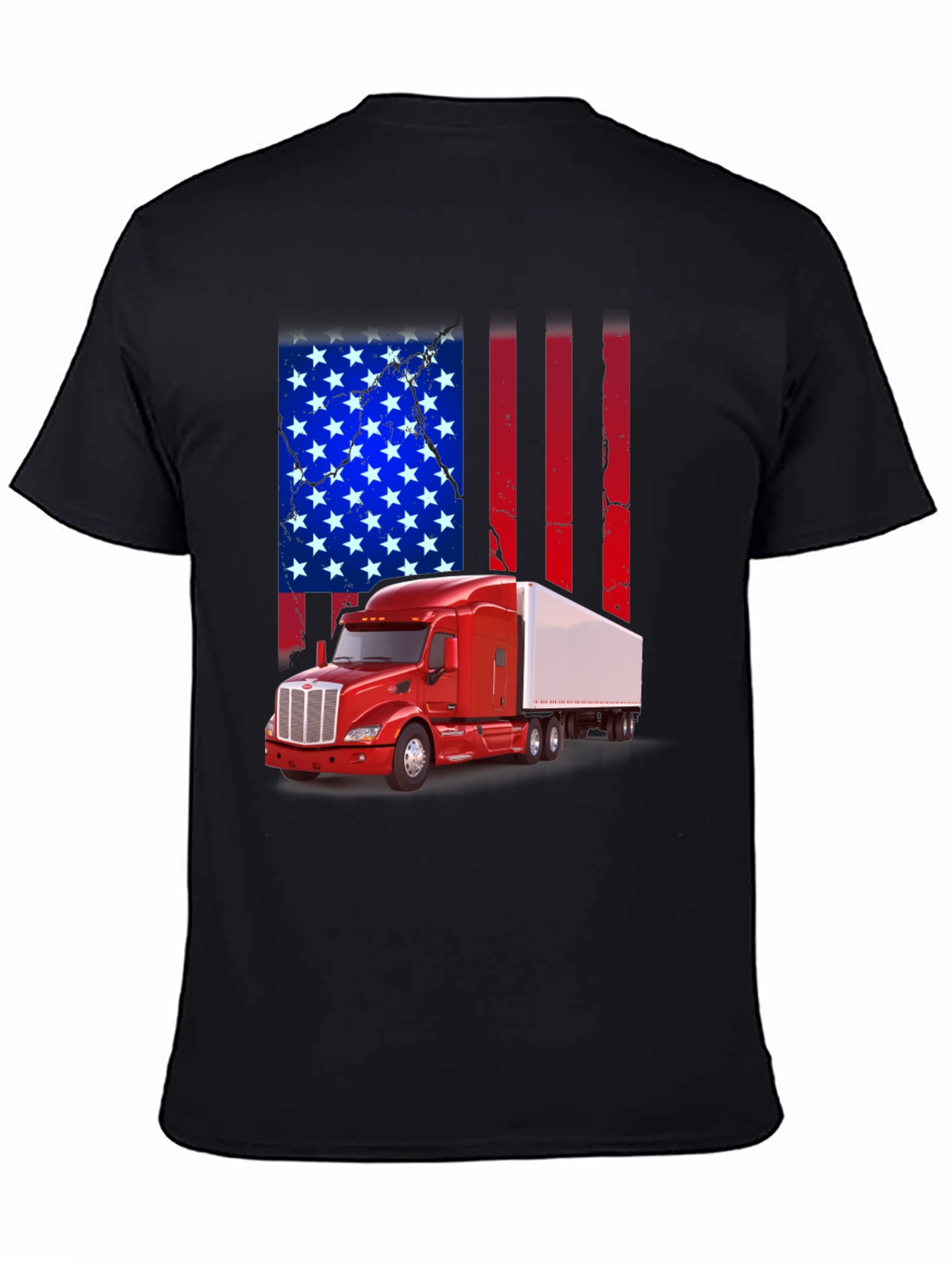 American Flag Trucker T-Shirt - Patriotic Design