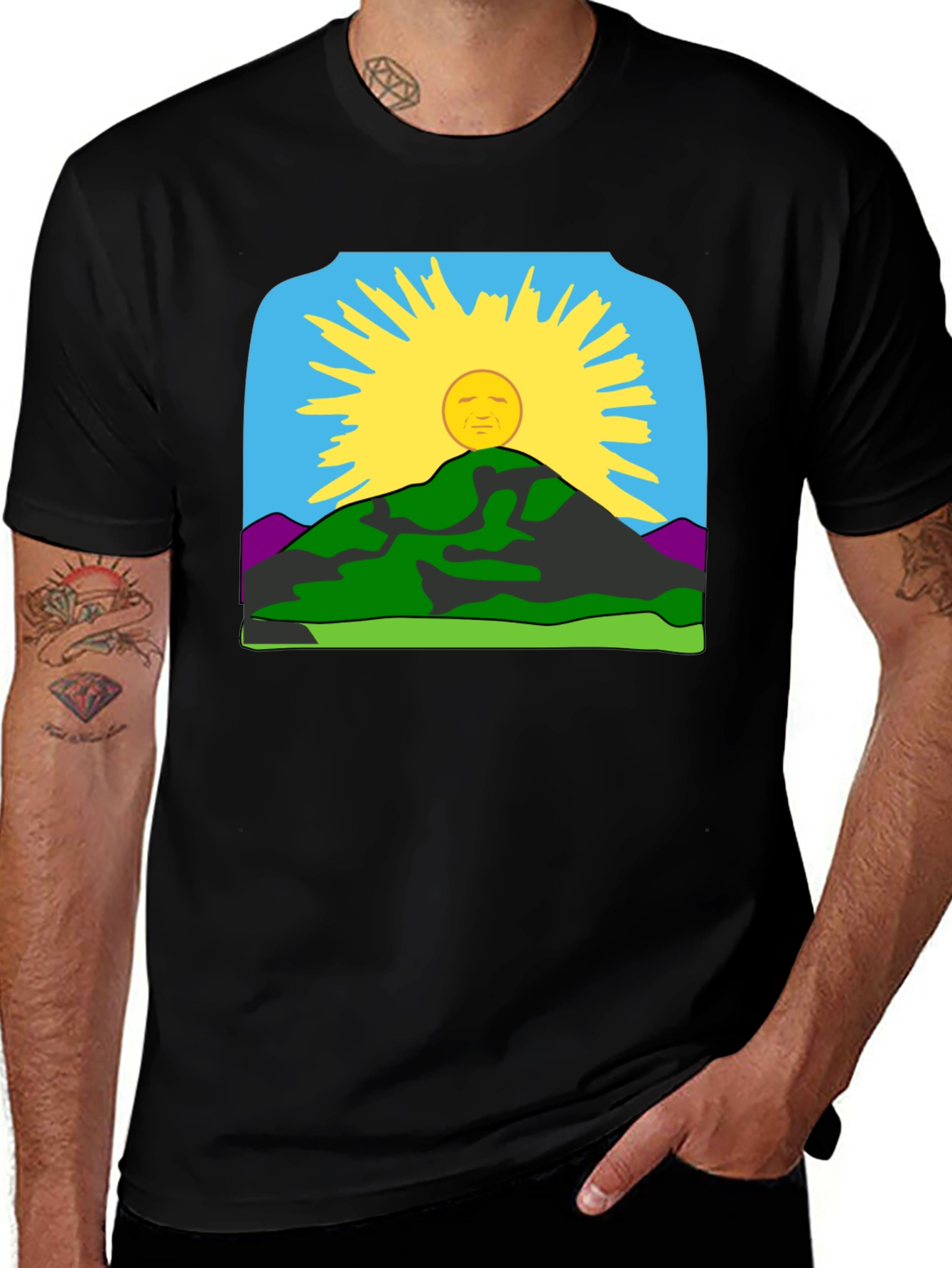 Sunrise Mountain Graphic Tee - Black Casual Shirt
