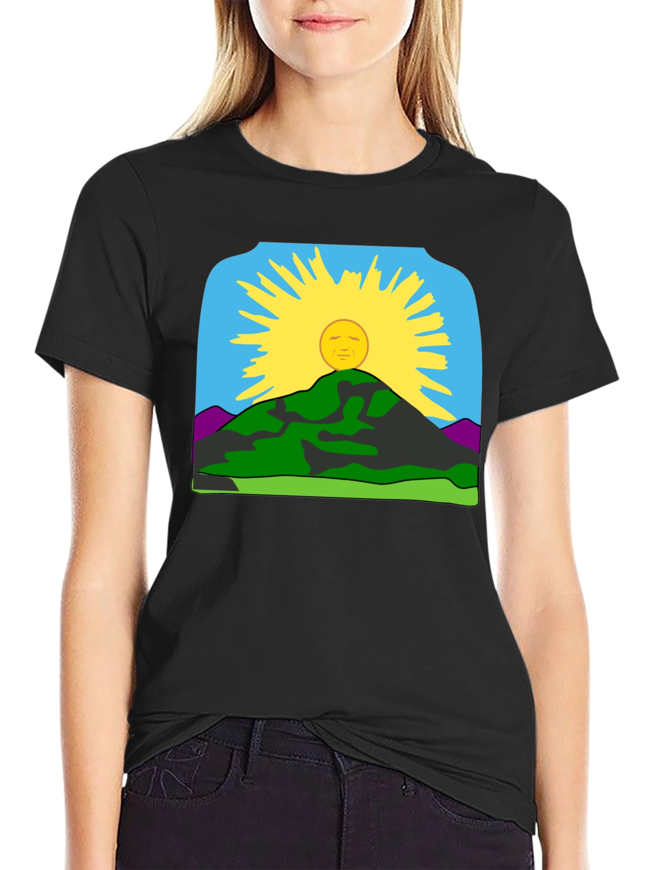 Sunrise Mountain Graphic Tee - Black Casual Shirt
