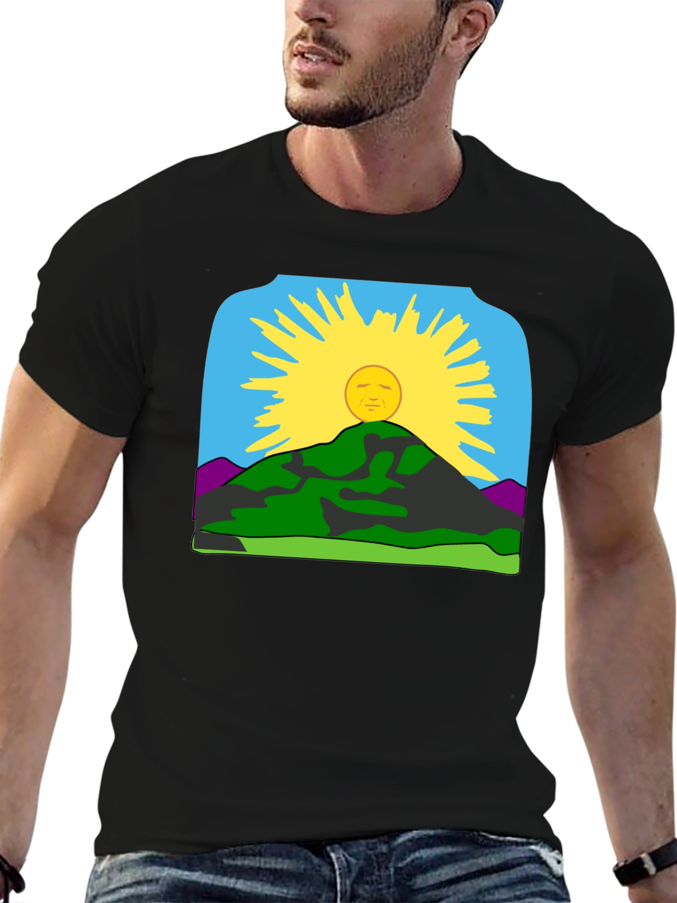 Sunrise Mountain Graphic Tee - Black Casual Shirt