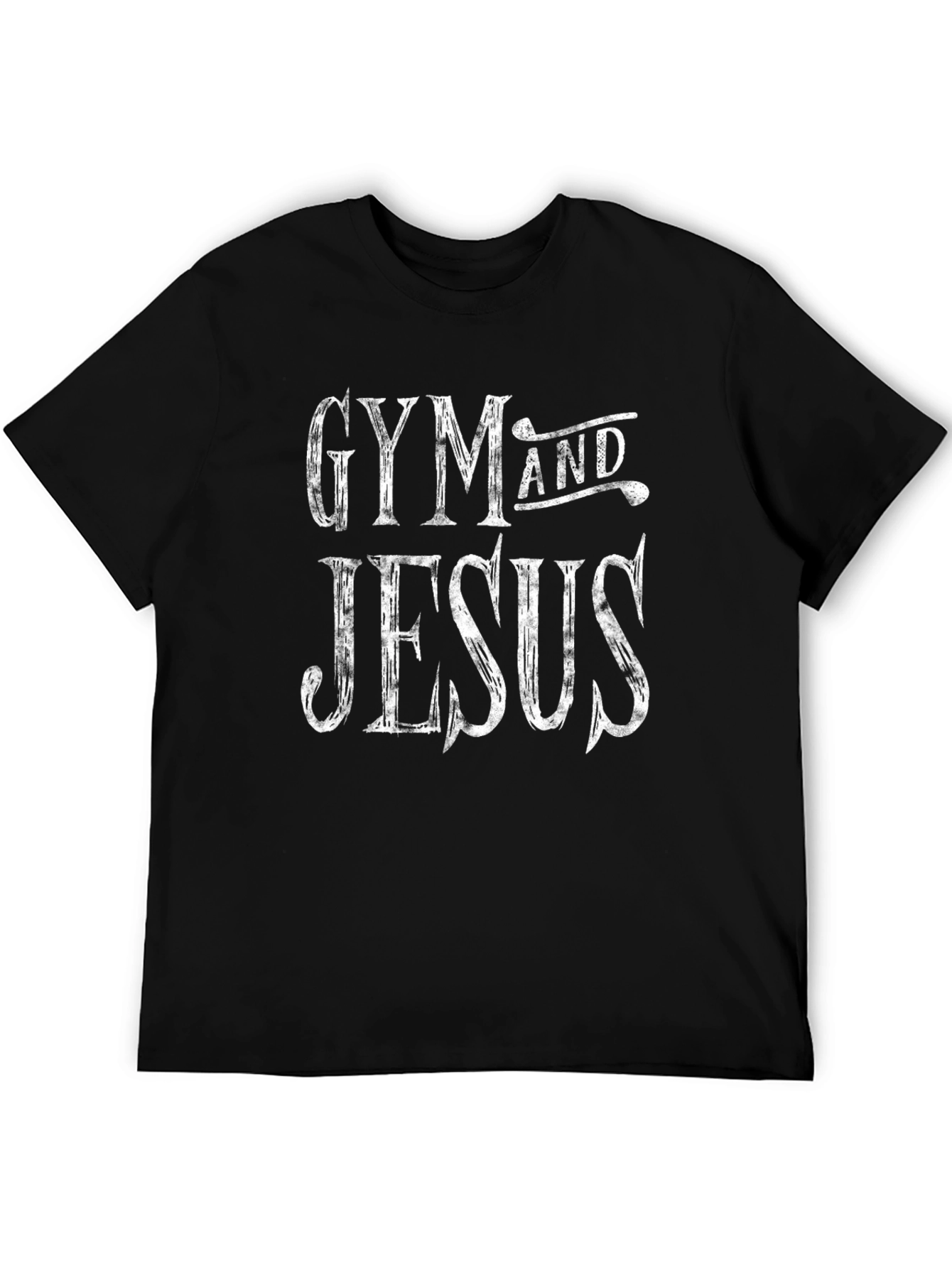 Gym and Jesus Graphic Tee - Black Cotton Shirt