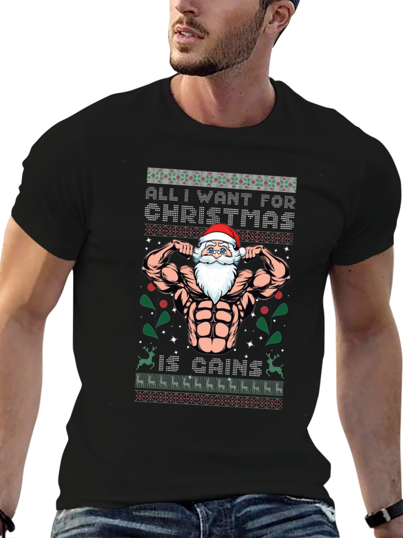Funny Santa Gains Christmas T-Shirt