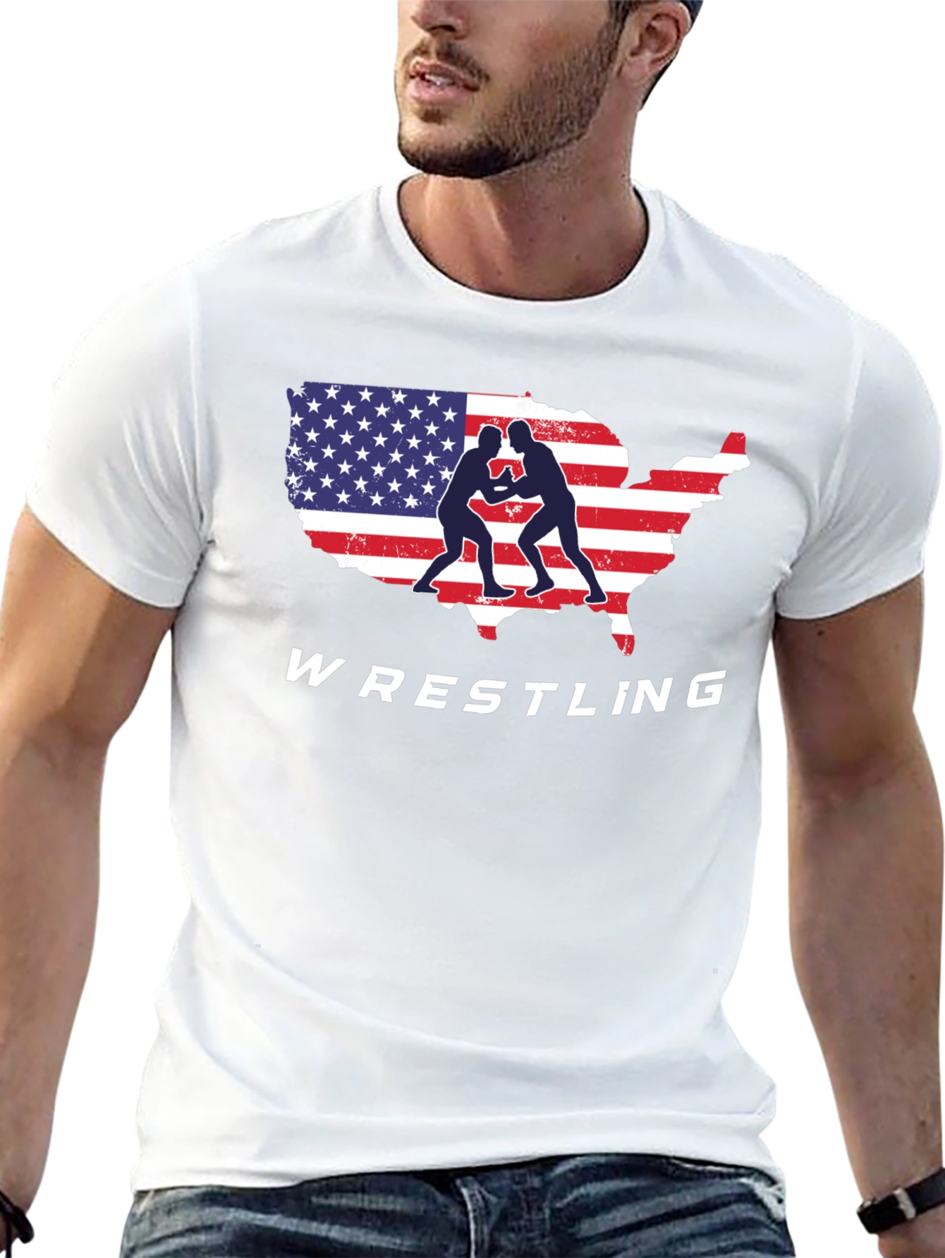 USA Wrestling T-Shirt Patriotic Wrestler Tee