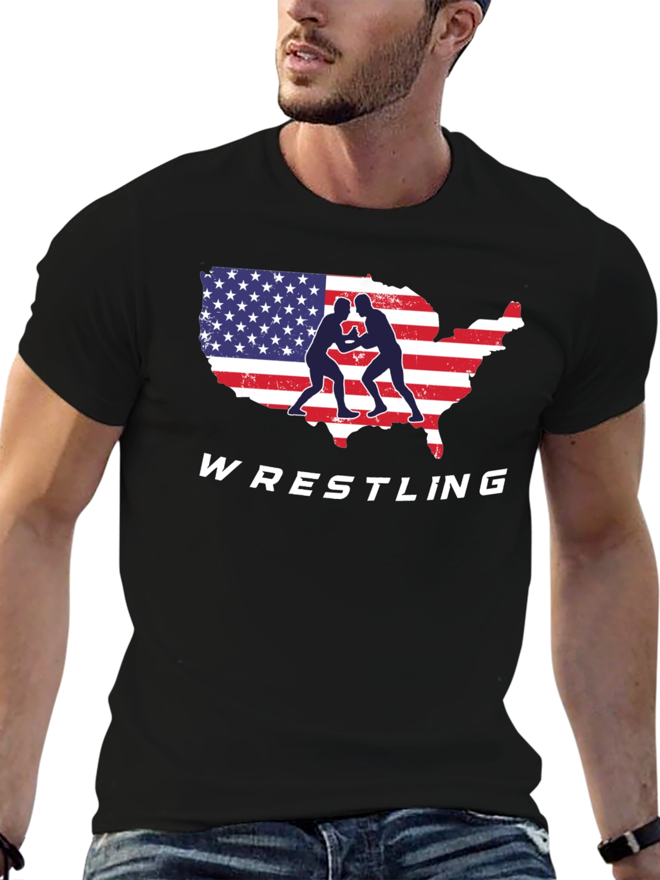 USA Wrestling T-Shirt Patriotic Wrestler Tee