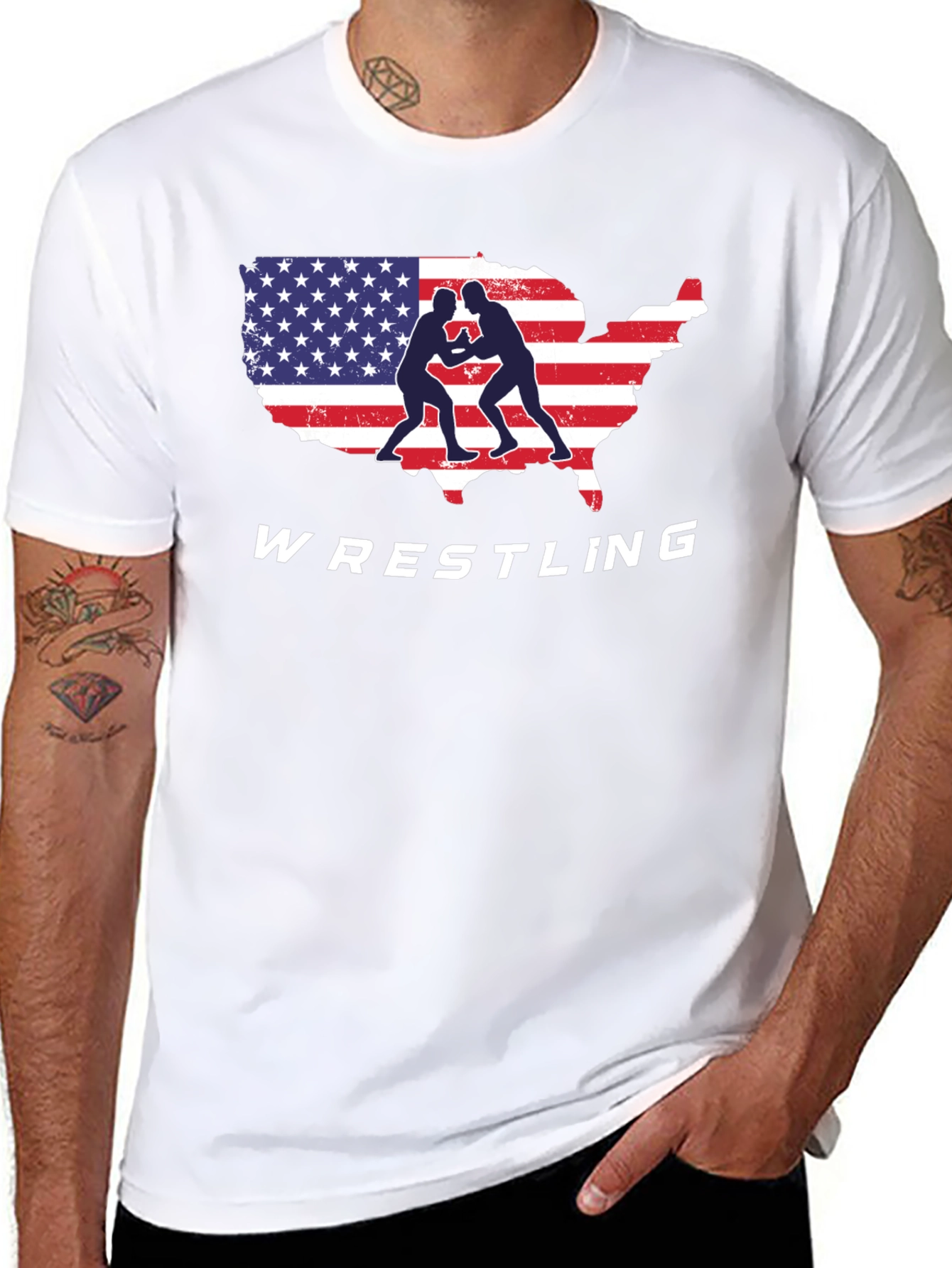 USA Wrestling T-Shirt Patriotic Wrestler Tee