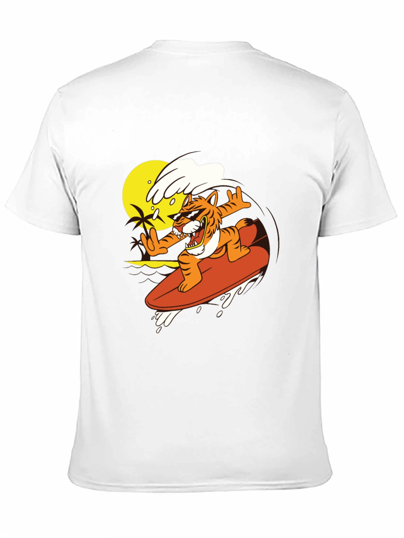 Tiger Surfing Graphic Tee - Cool Black T-Shirt
