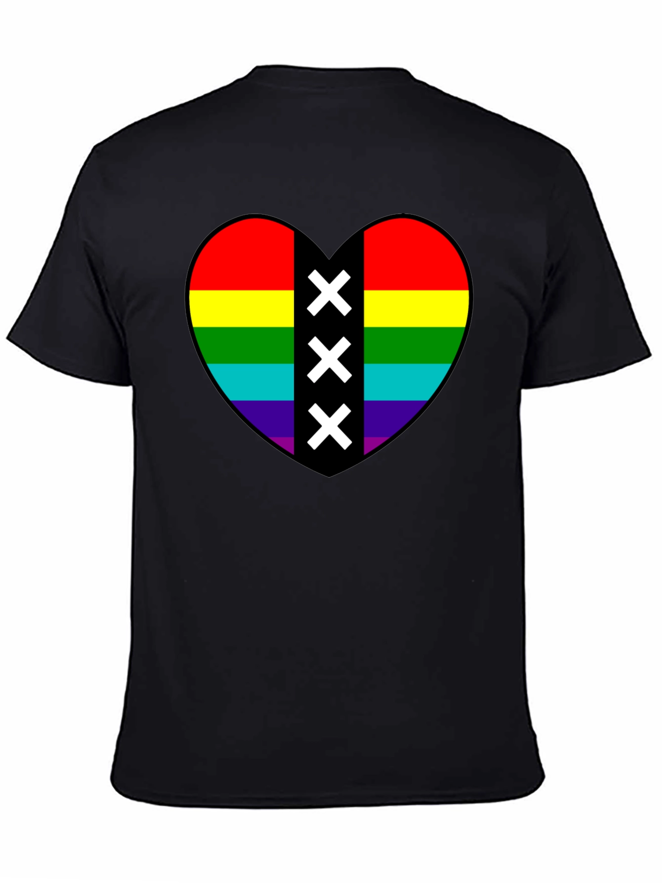 Pride Heart Amsterdam XXX T-Shirt - Black Cotton Tee
